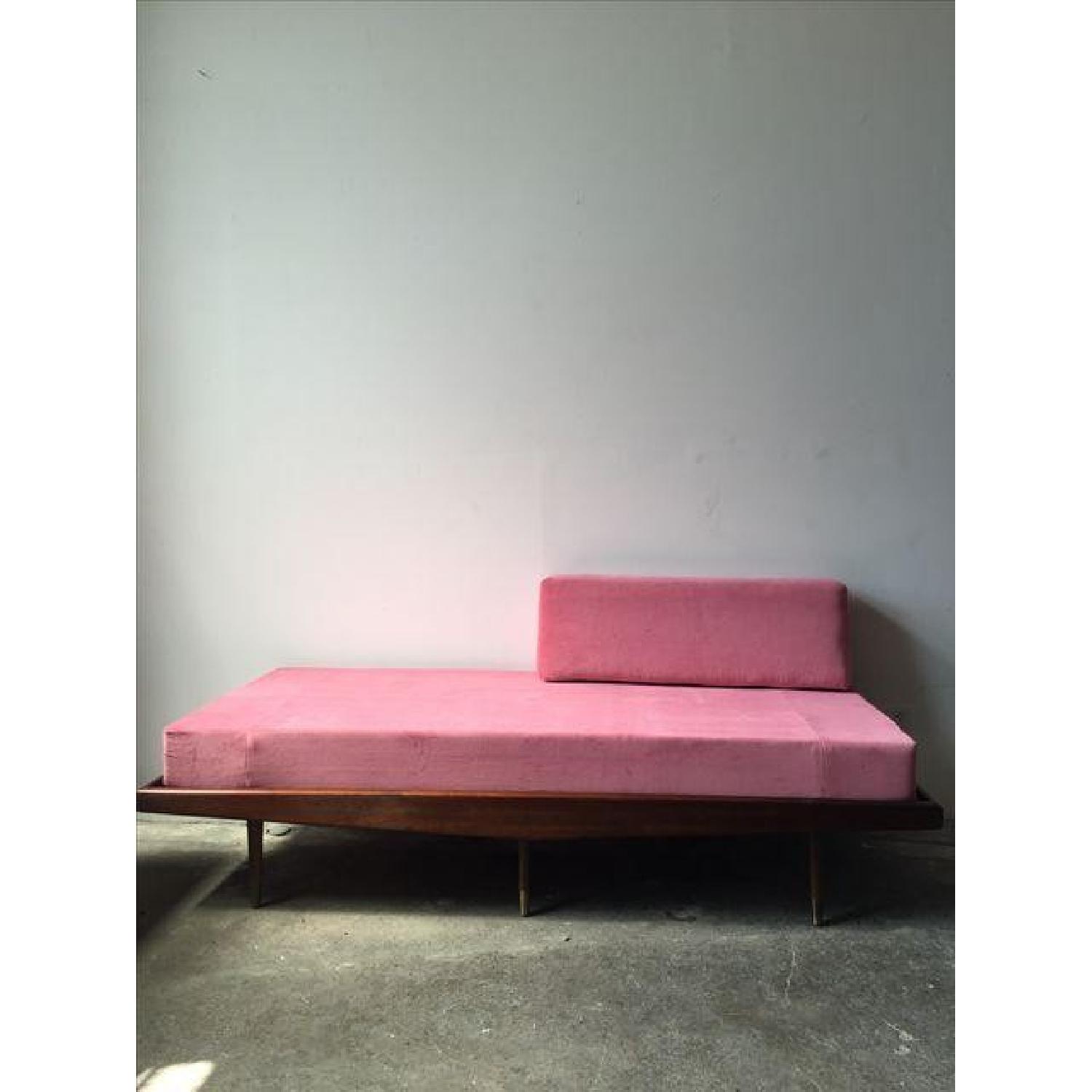 Mid Century Pink Velvet Daybed Sofa - image-8