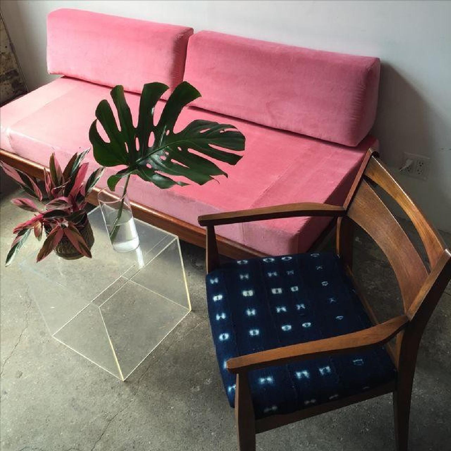 Mid Century Pink Velvet Daybed Sofa - image-9