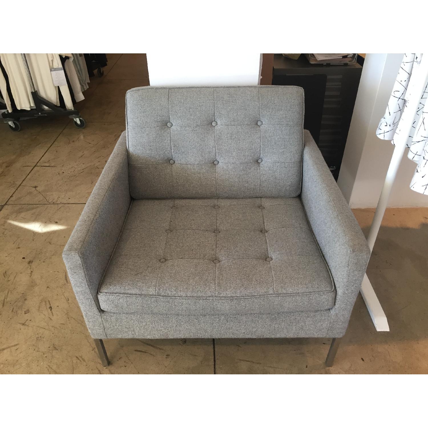 Grey Tweed Mid Century Modern Lounge Chair - image-1