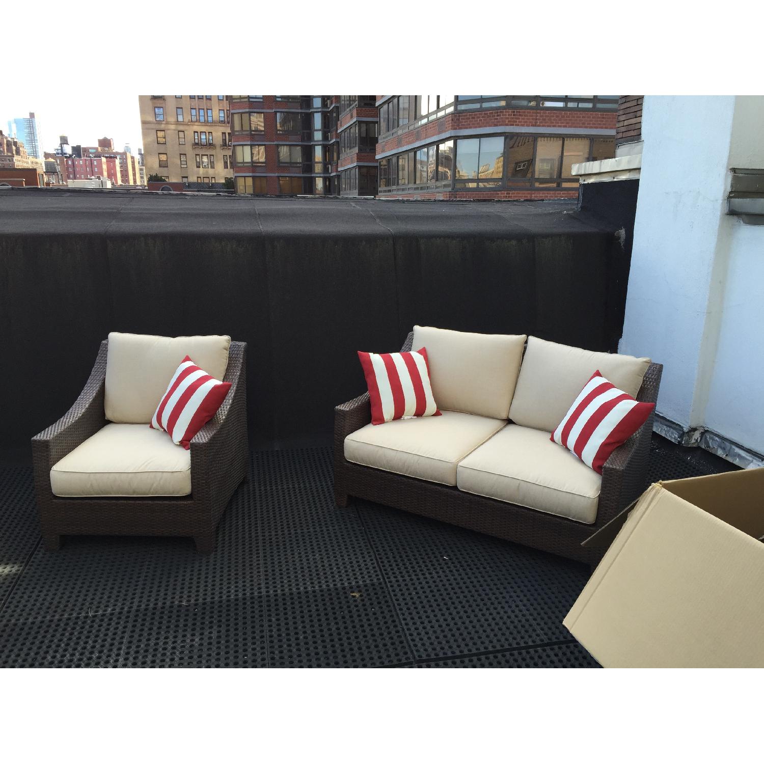 Restoration Hardware Outdoor La Jolla Collection Loveseat + 2 Armchairs - image-1