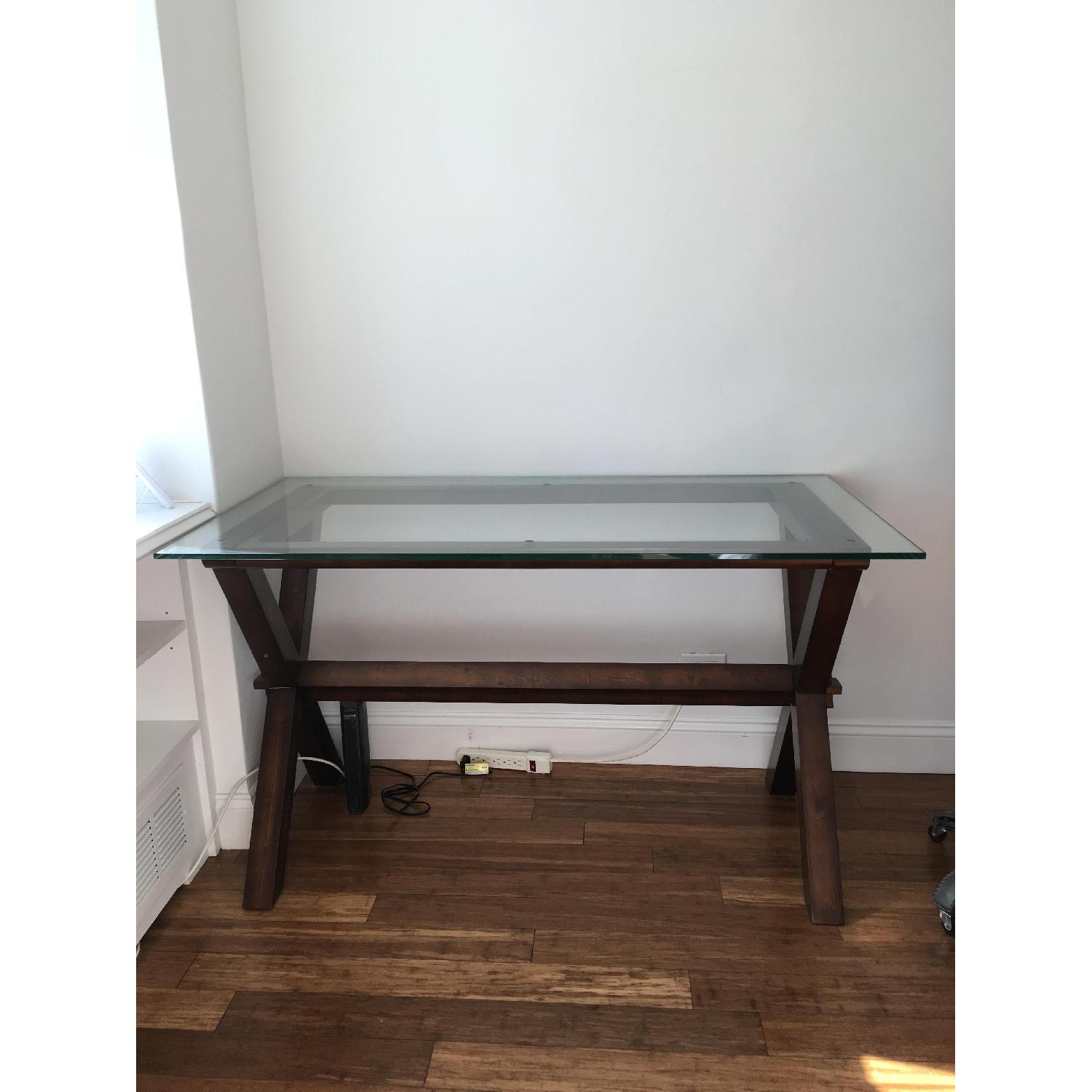 Pottery Barn Ava Wood & Glass Desk AptDeco