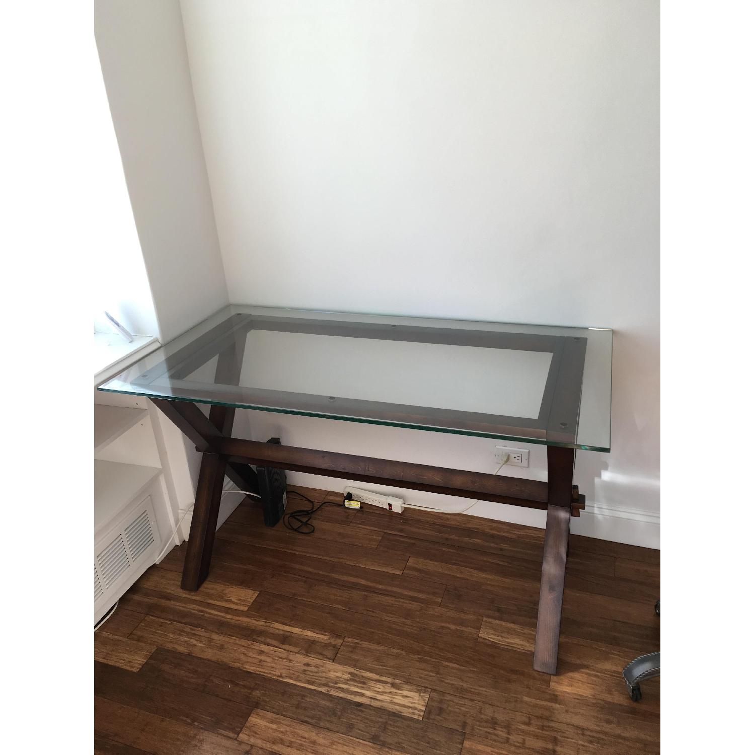 Pottery Barn Ava Wood & Glass Desk AptDeco