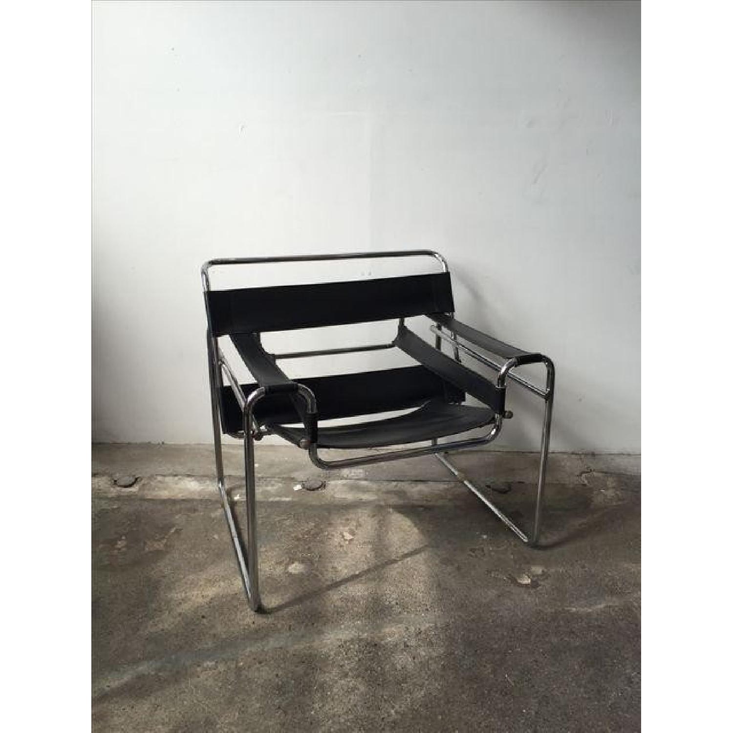 Wassily Style Chrome & Black Leather Chairs - image-1