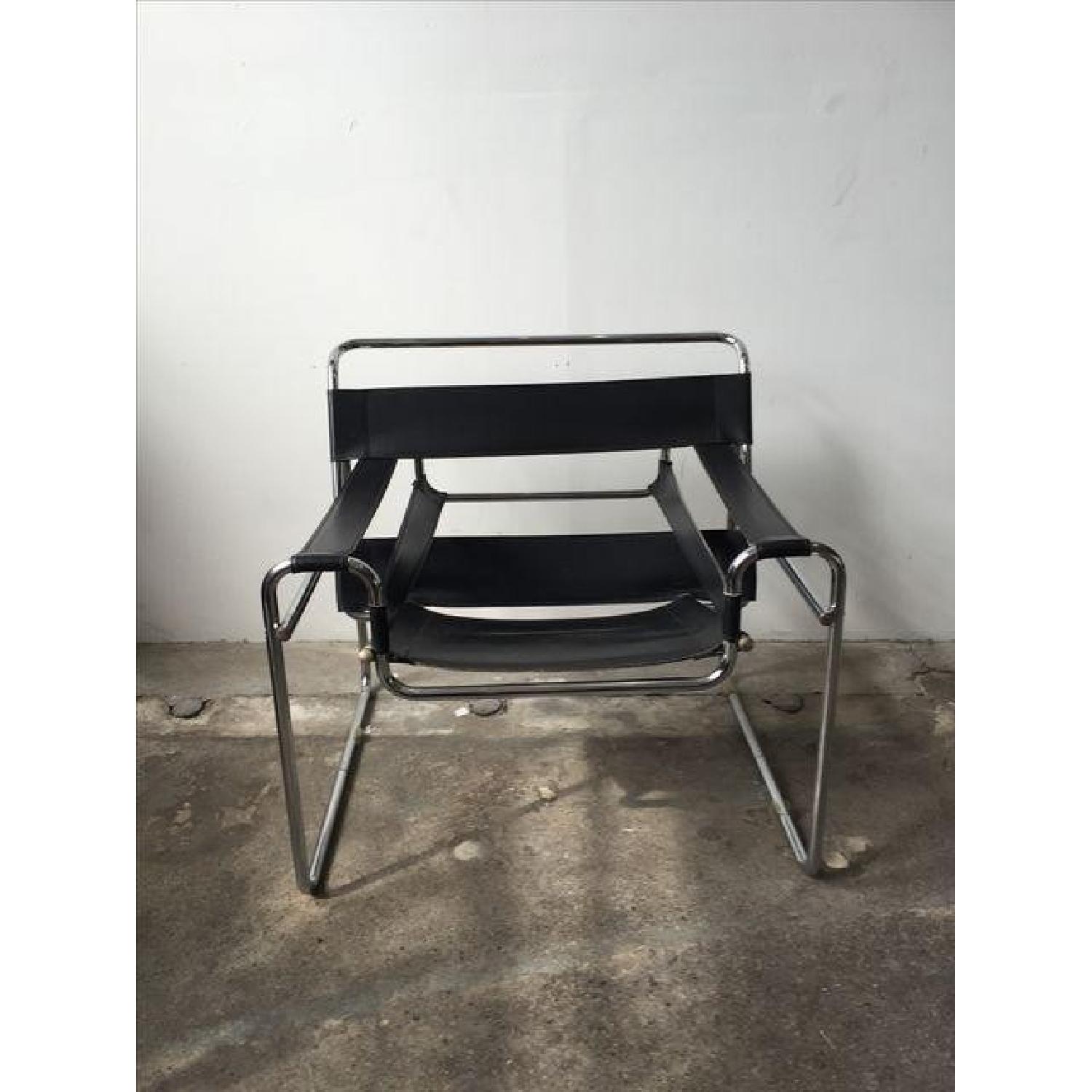 Wassily Style Chrome & Black Leather Chairs - image-2