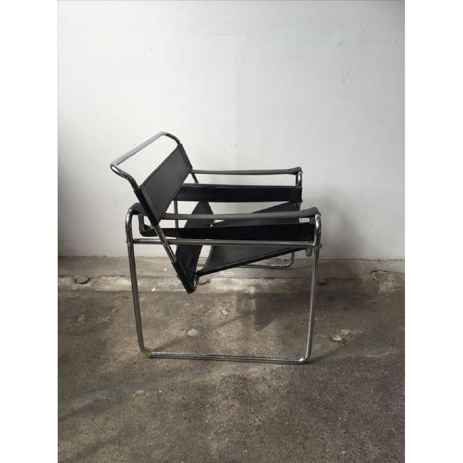 Wassily Style Chrome & Black Leather Chairs - image-3
