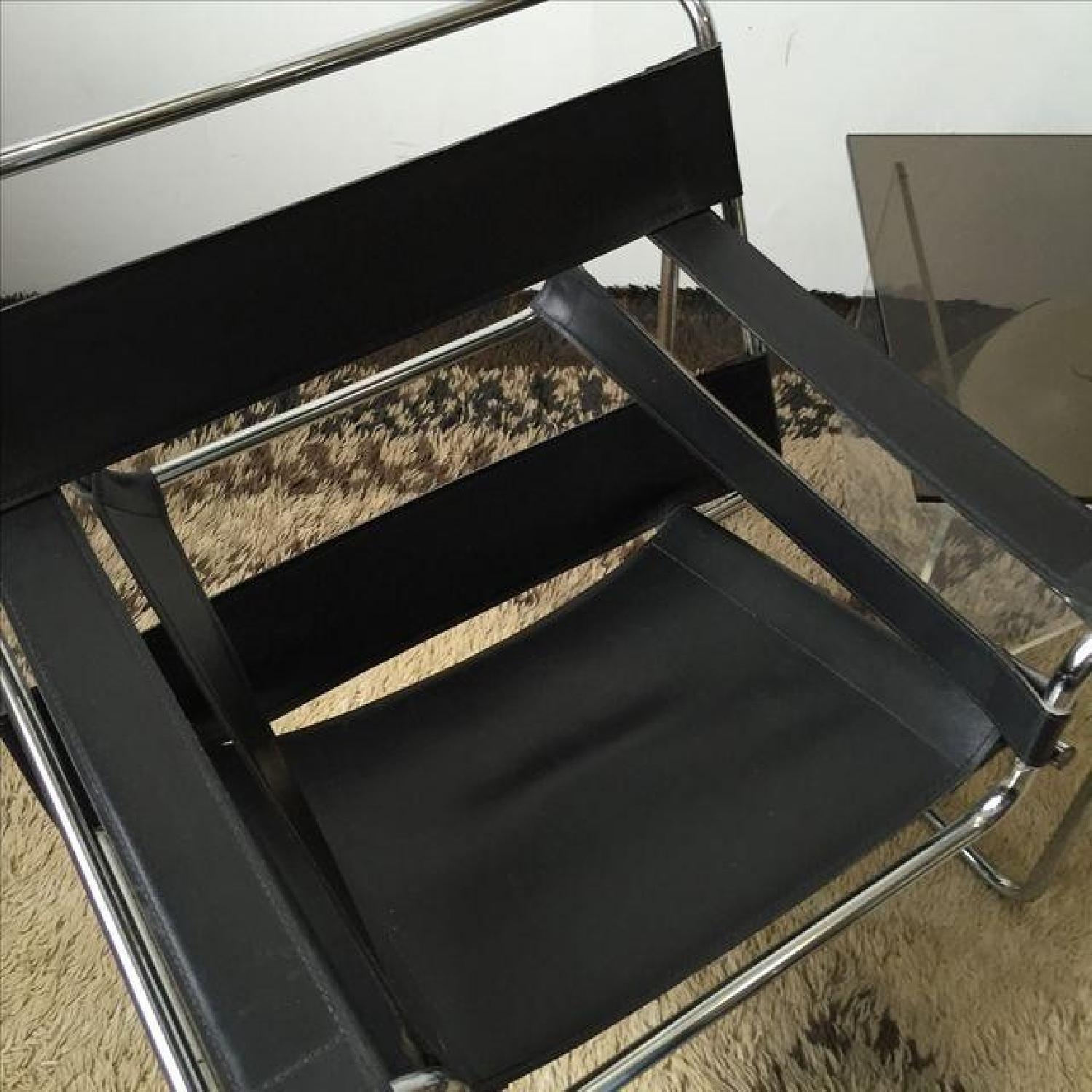 Wassily Style Chrome & Black Leather Chairs - image-5
