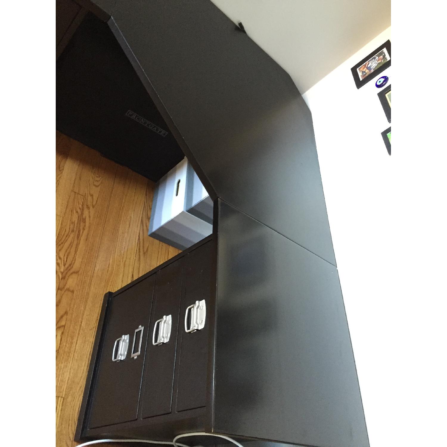 Pottery Barn Bedford 5 Drawer Corner Desk w/ File Cabinets in Black - image-3