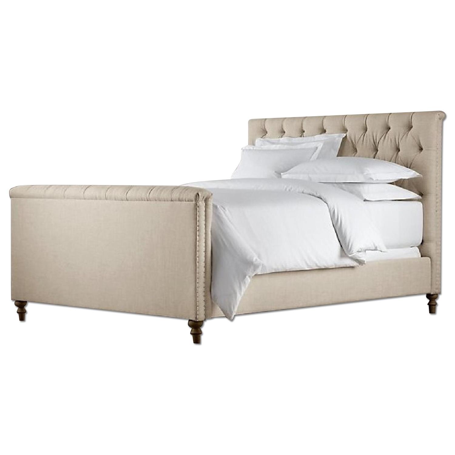 Restoration Hardware King Size Chesterfield Bed Frame w/ Footboard - image-0