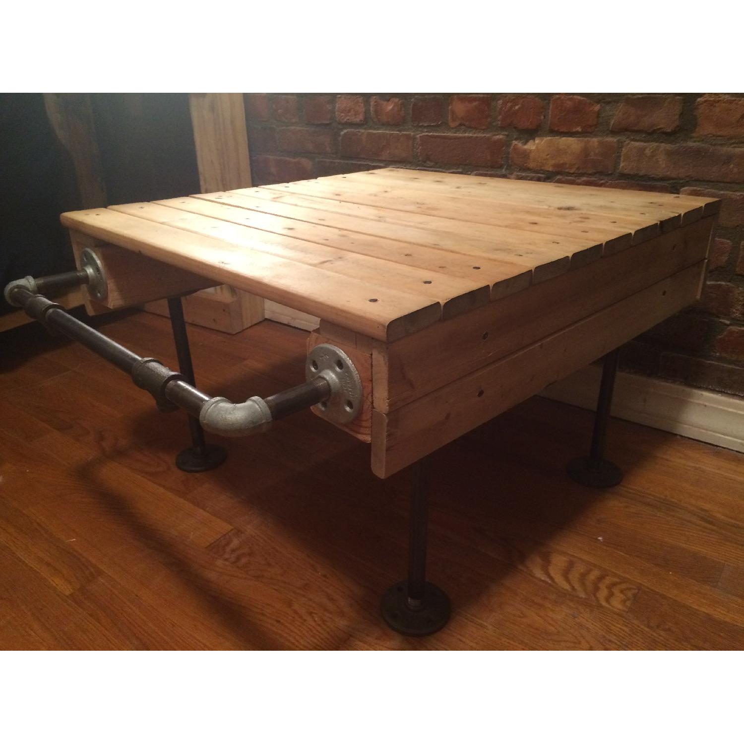 Industrial Custom Wood+Copper Pipe Coffee Table - image-3