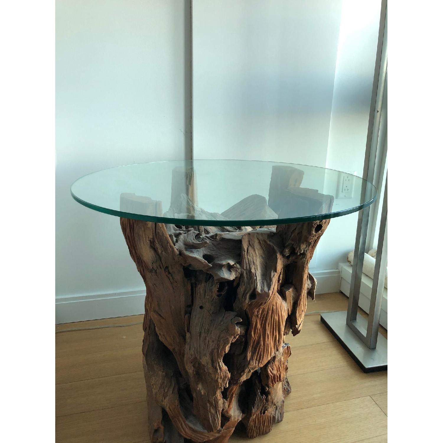 Crate & Barrel Driftwood & Glass End Table - image-3