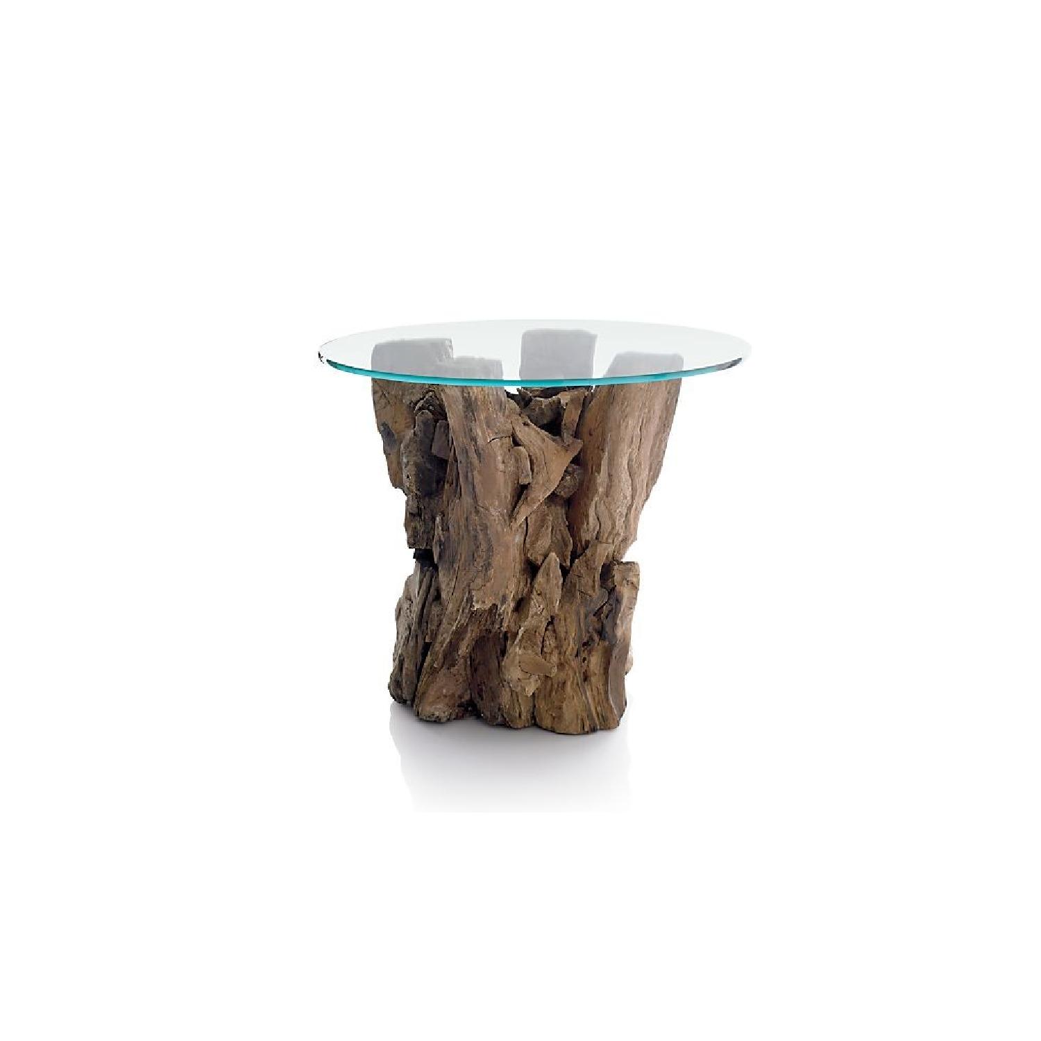 Crate & Barrel Driftwood & Glass End Table - image-0