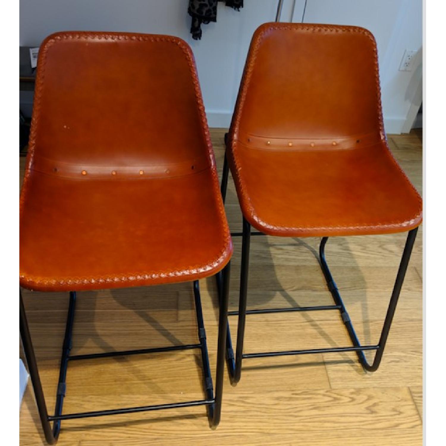 CB2 Roadhouse Leather Bar Stools - image-5
