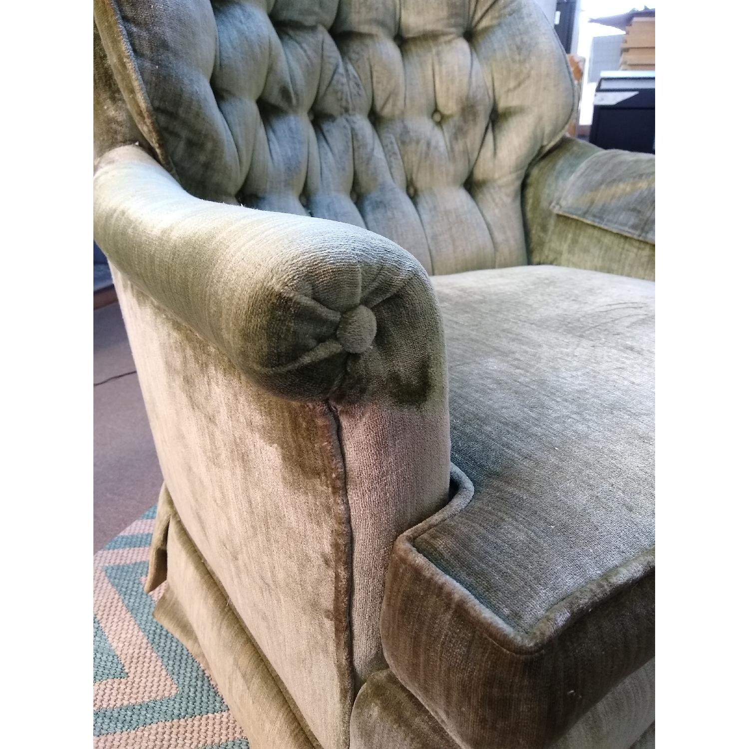Antique Green Crushed Velvet Swivel Chairs - image-2