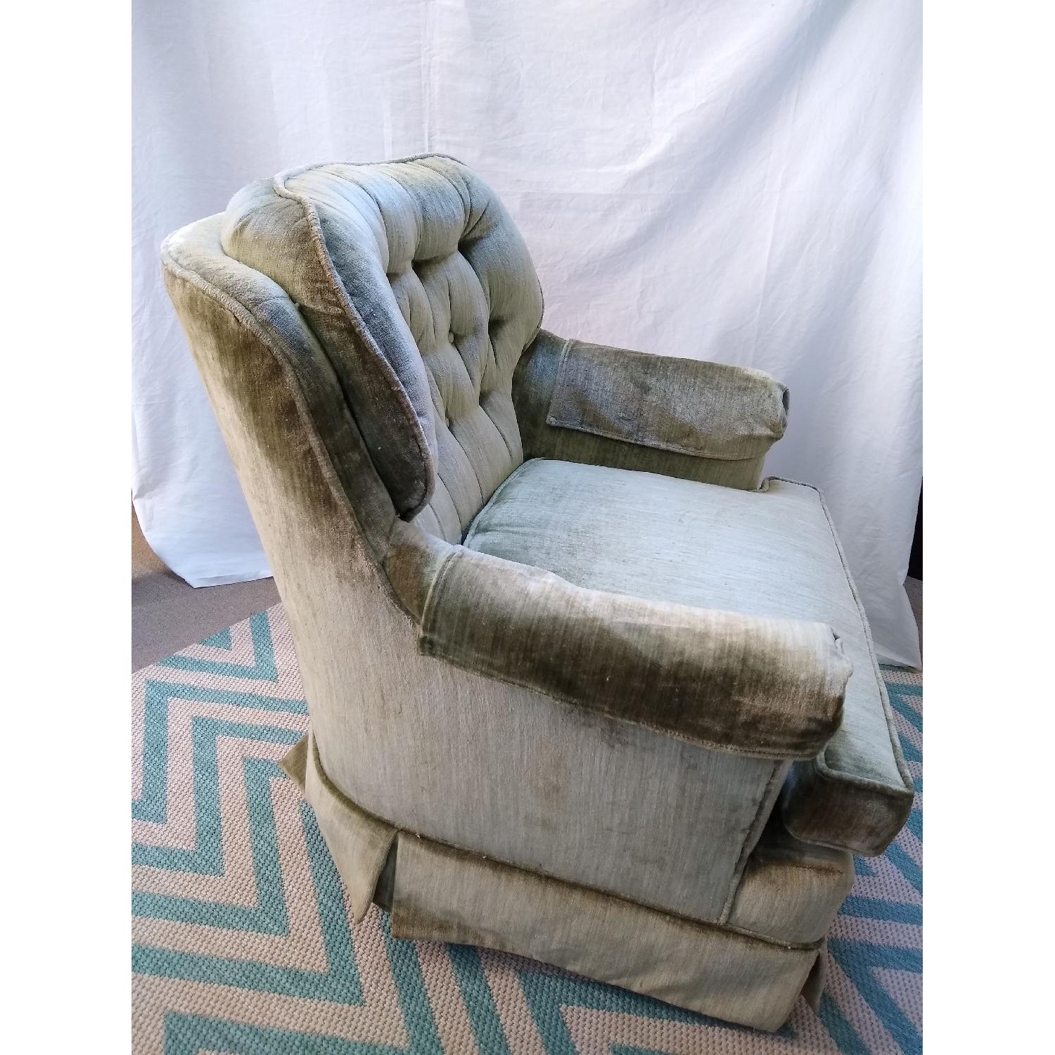 Antique Green Crushed Velvet Swivel Chairs - image-3