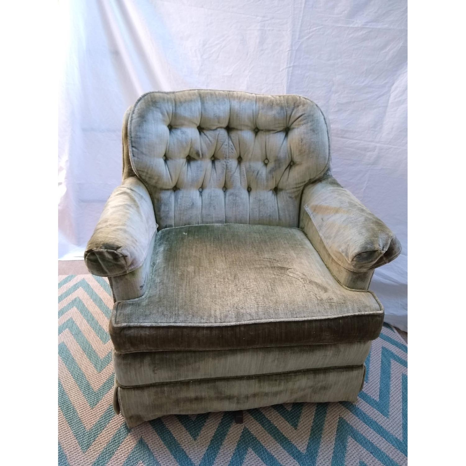 Antique Green Crushed Velvet Swivel Chairs - image-5