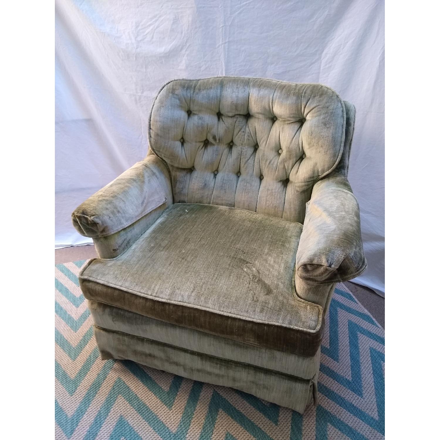 Antique Green Crushed Velvet Swivel Chairs - image-6