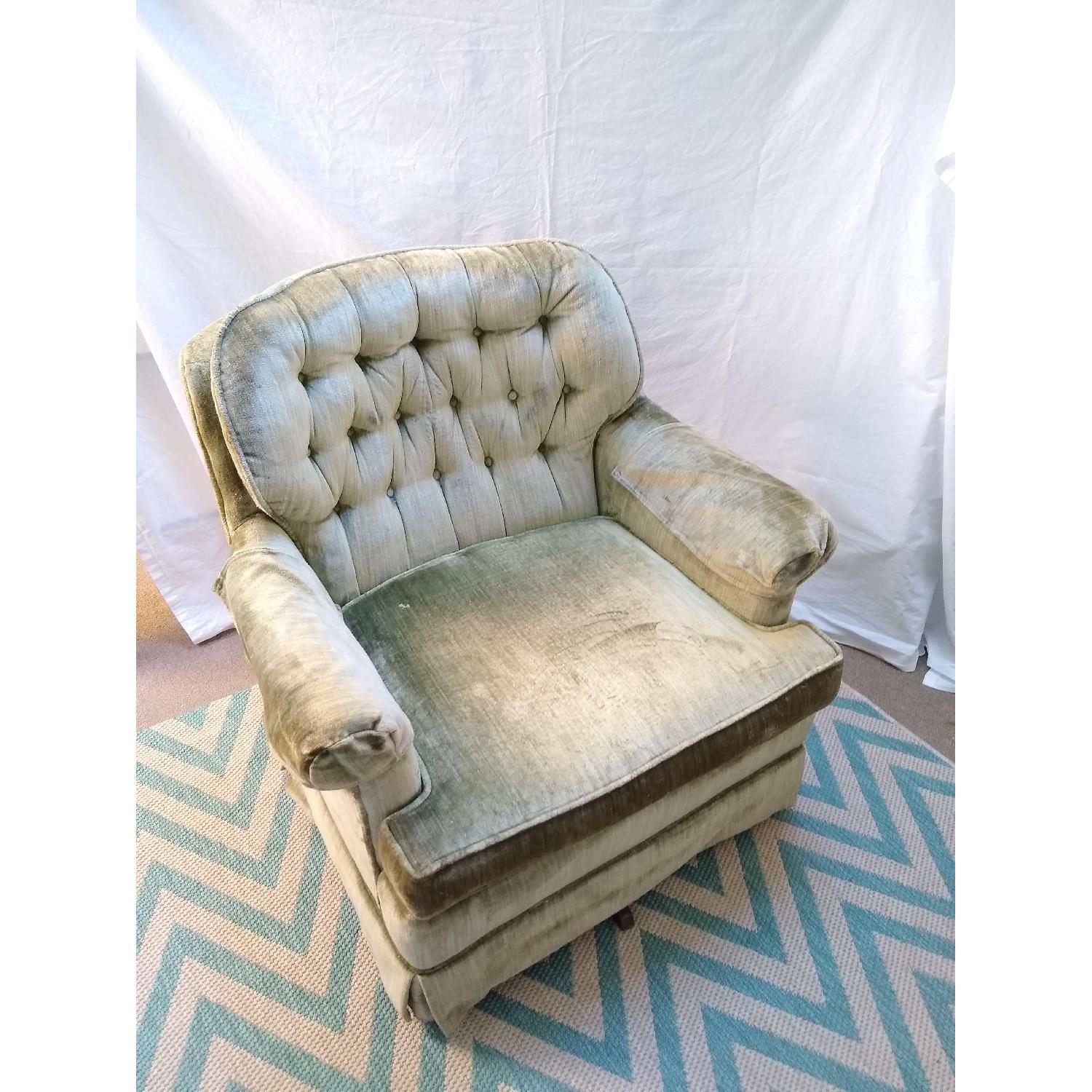 Antique Green Crushed Velvet Swivel Chairs - image-13
