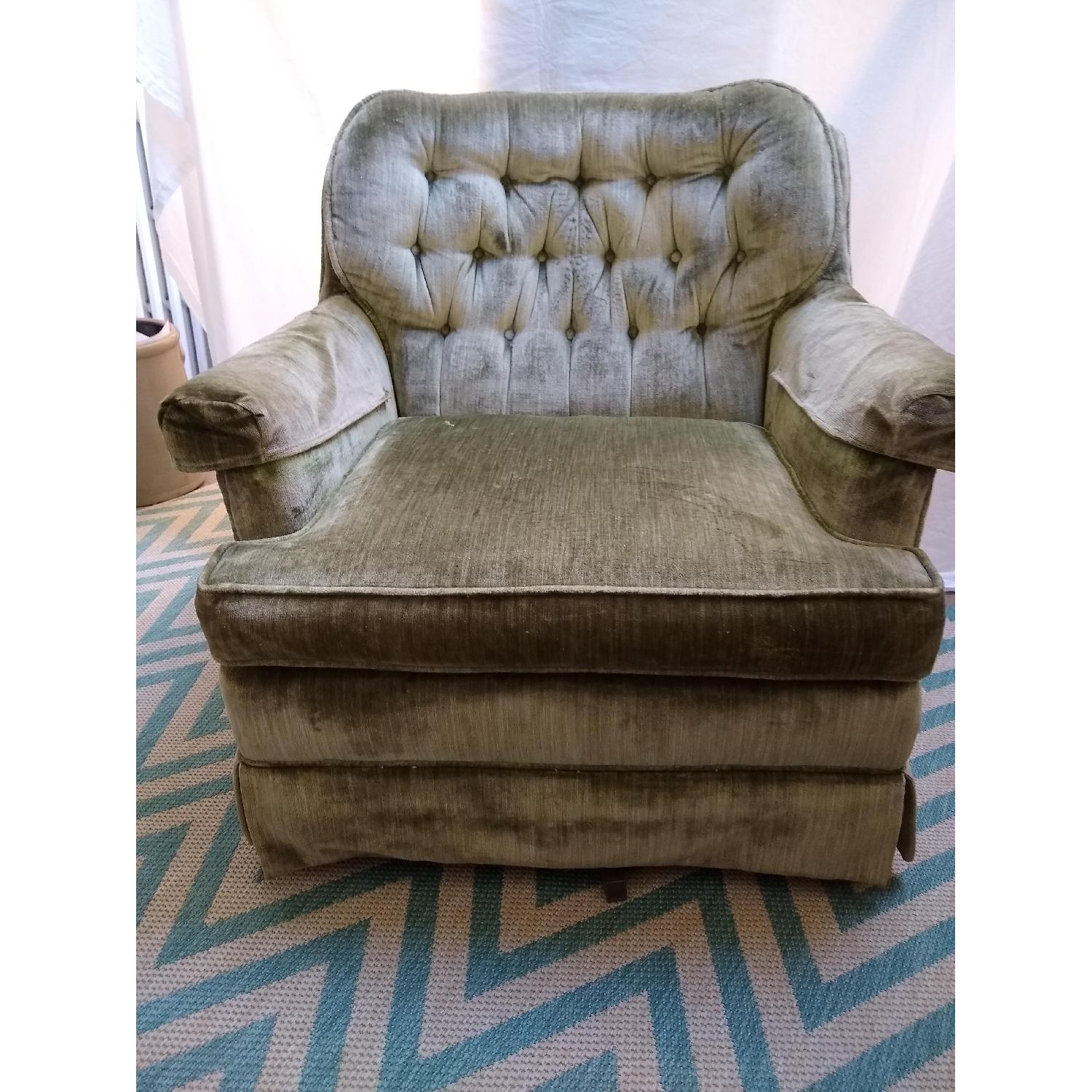 Antique Green Crushed Velvet Swivel Chairs - image-14