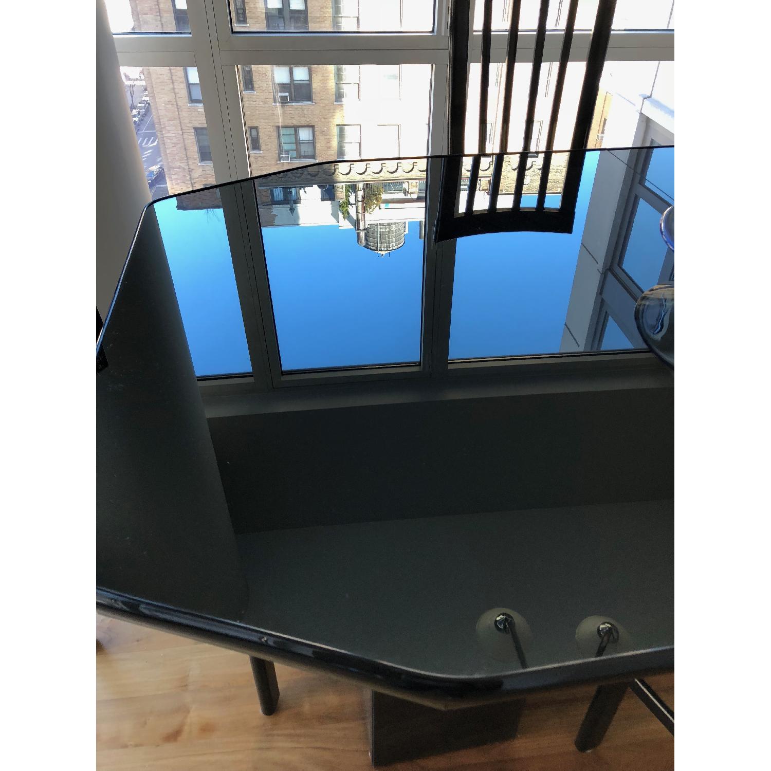 Black Glass Top Expandable Dining Table w/ 4 Chairs - AptDeco