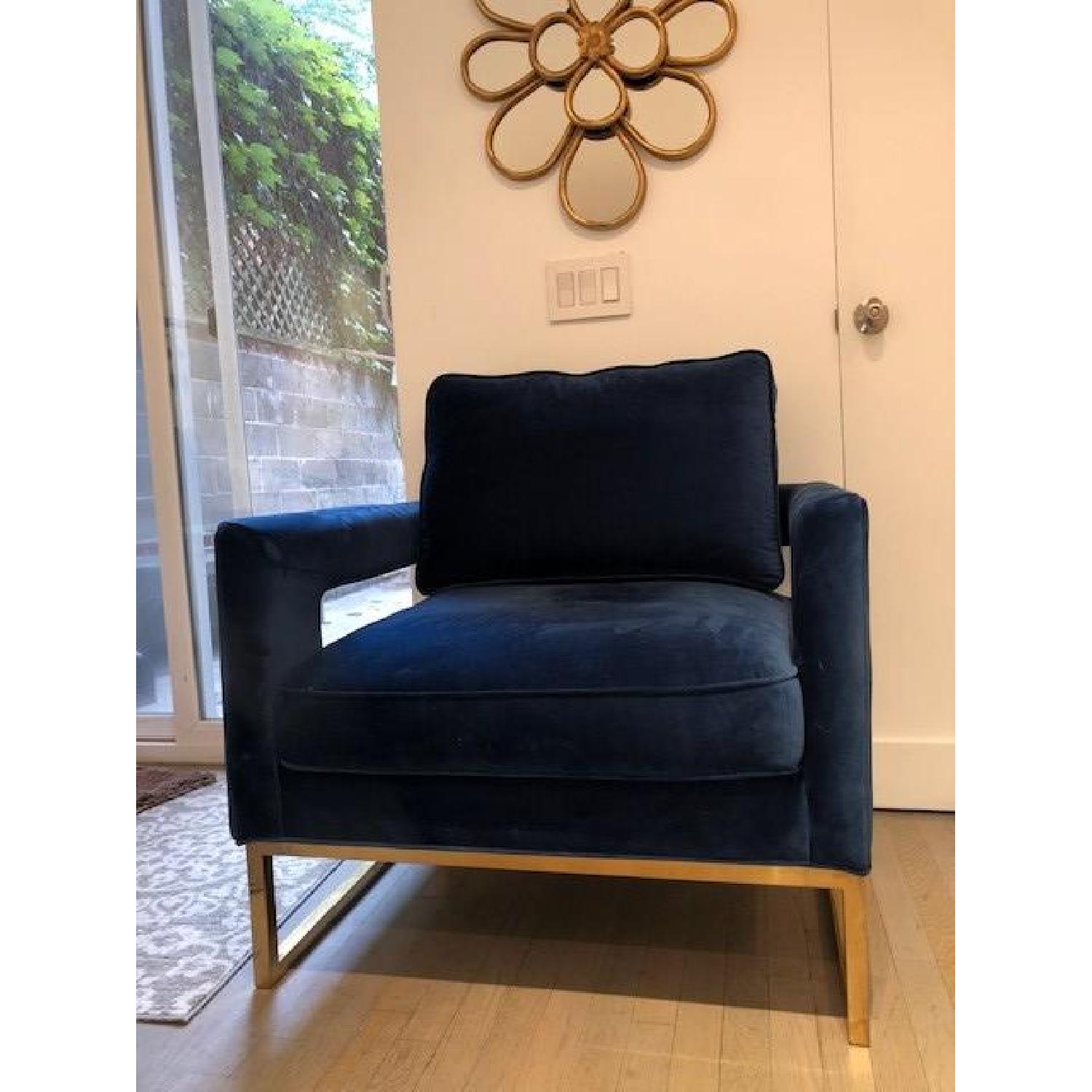 Willa Arlo Interiors Modern Blue Velvet Chair - image-1