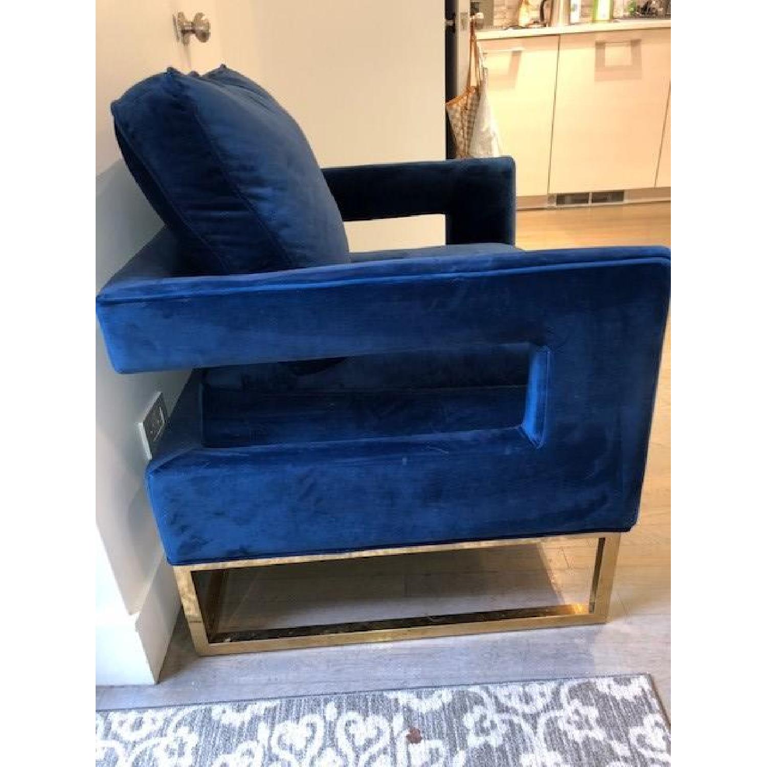 Willa Arlo Interiors Modern Blue Velvet Chair - image-2