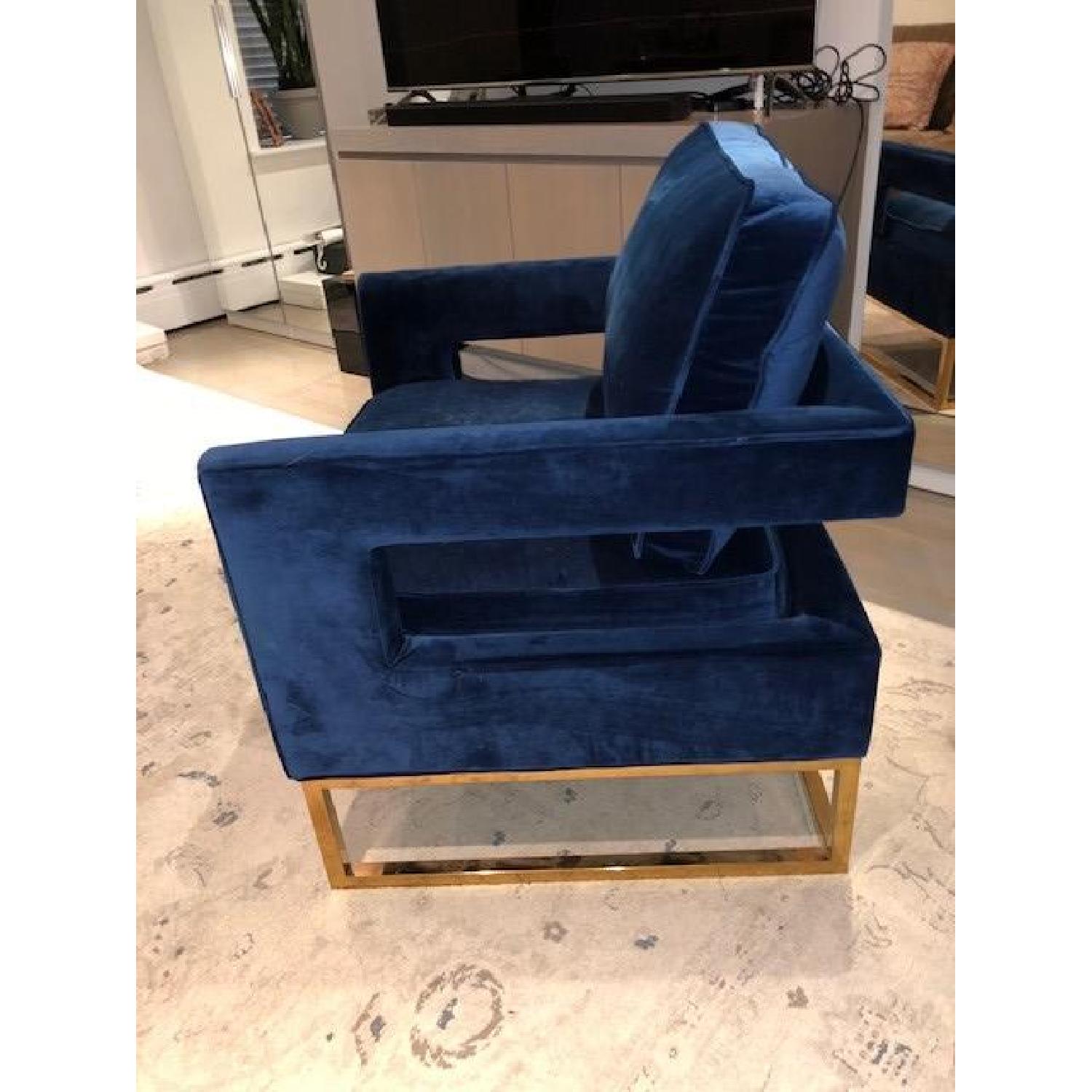 Willa Arlo Interiors Modern Blue Velvet Chair - image-3