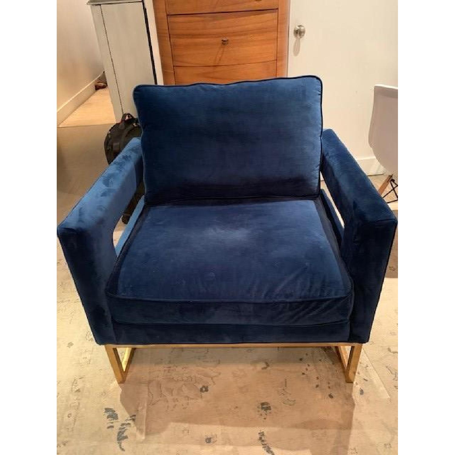 Willa Arlo Interiors Modern Blue Velvet Chair - image-5