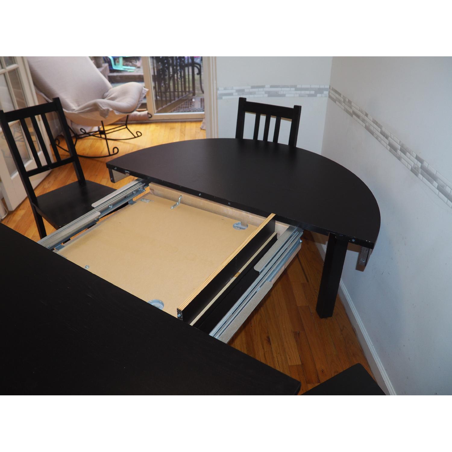Ikea Bjursta Brown-Black Extendable Table w/ 4 Stefan Chairs - AptDeco