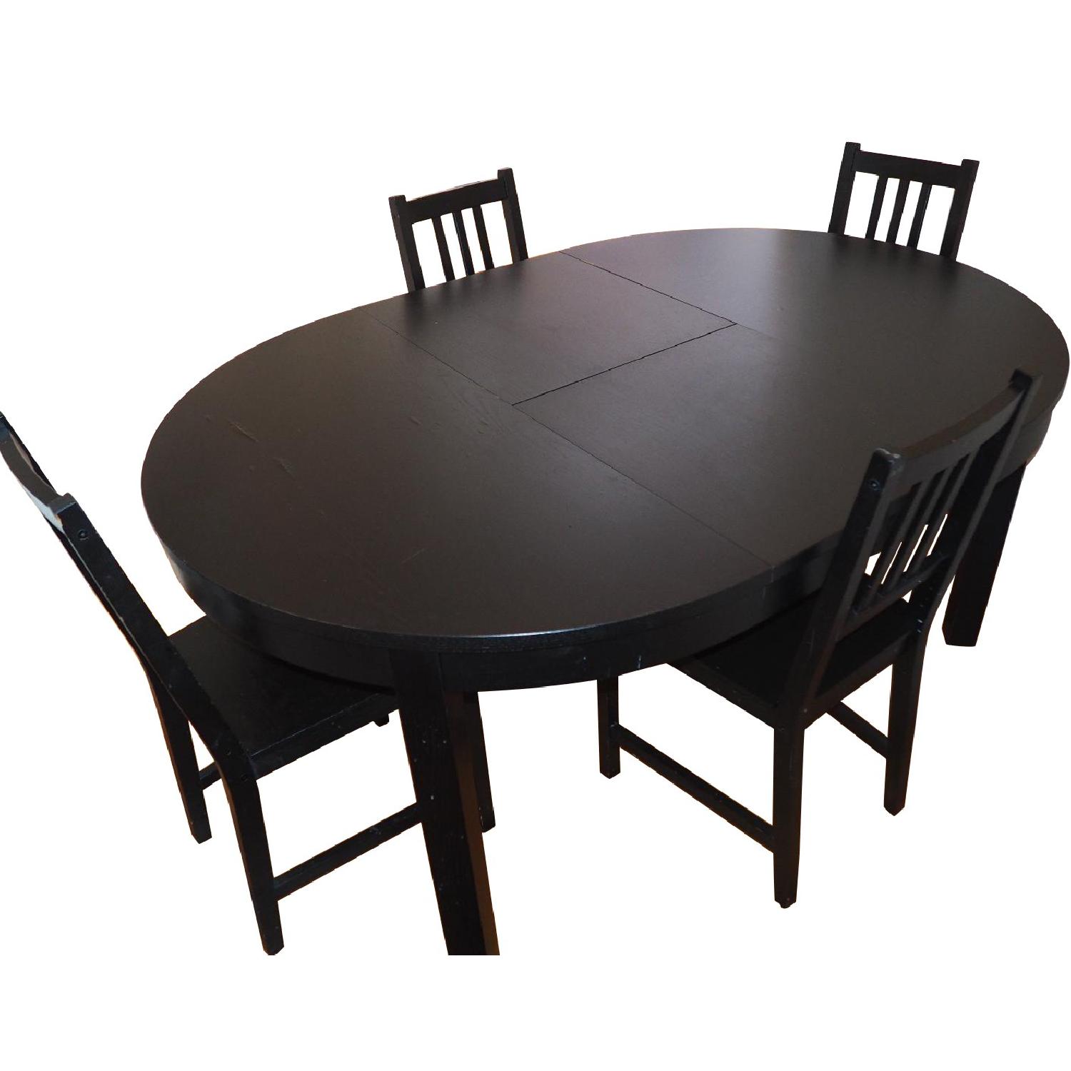 Ikea Bjursta Brown-Black Extendable Table w/ 4 Stefan Chairs - AptDeco