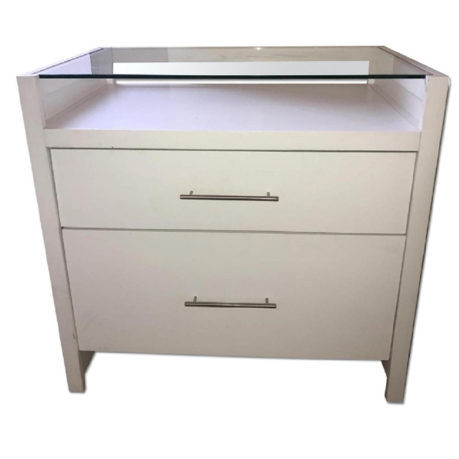 2 Drawer Dresser w/ Convertible Glass Top Desk AptDeco