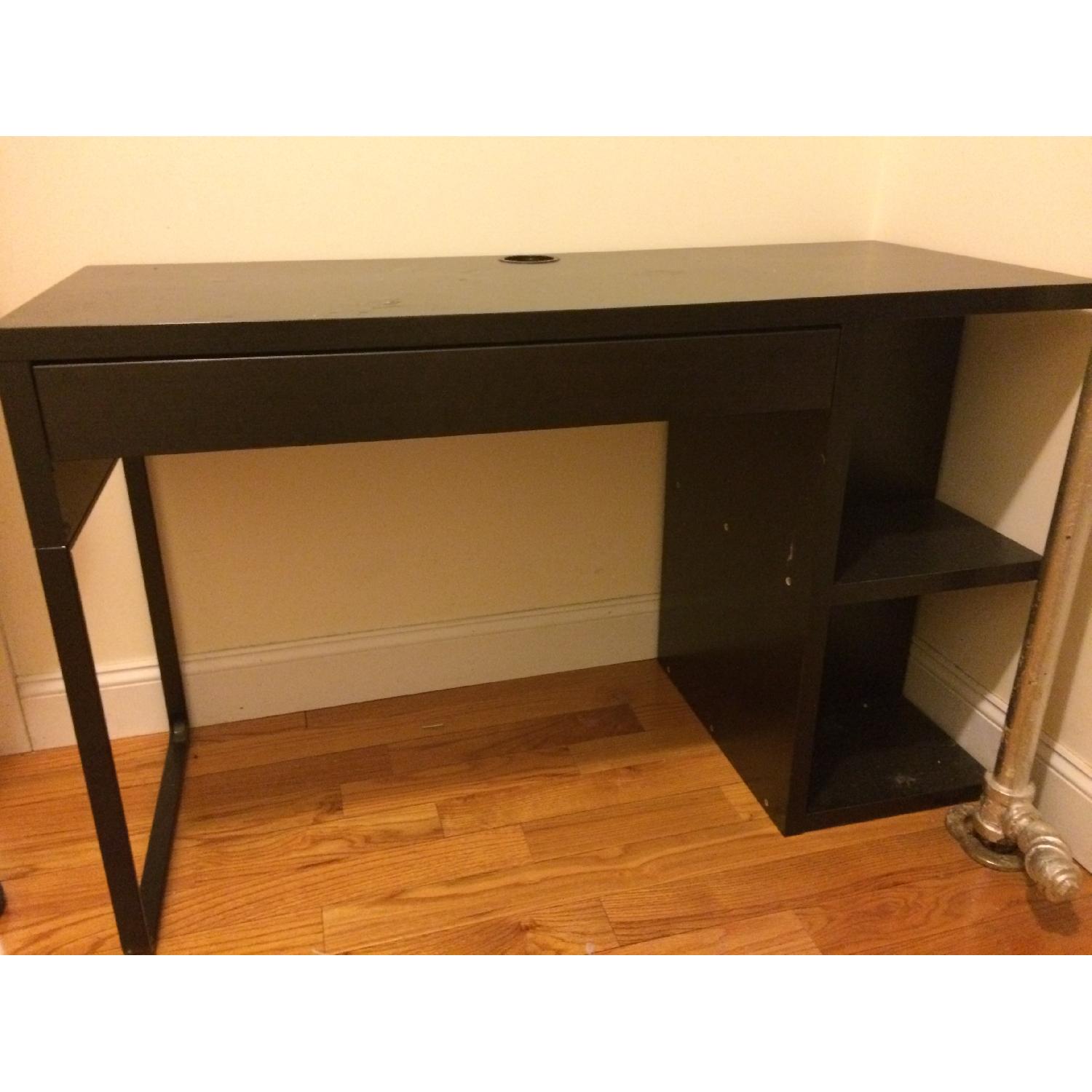 Ikea Micke Black Desk w/ Shelves - image-3