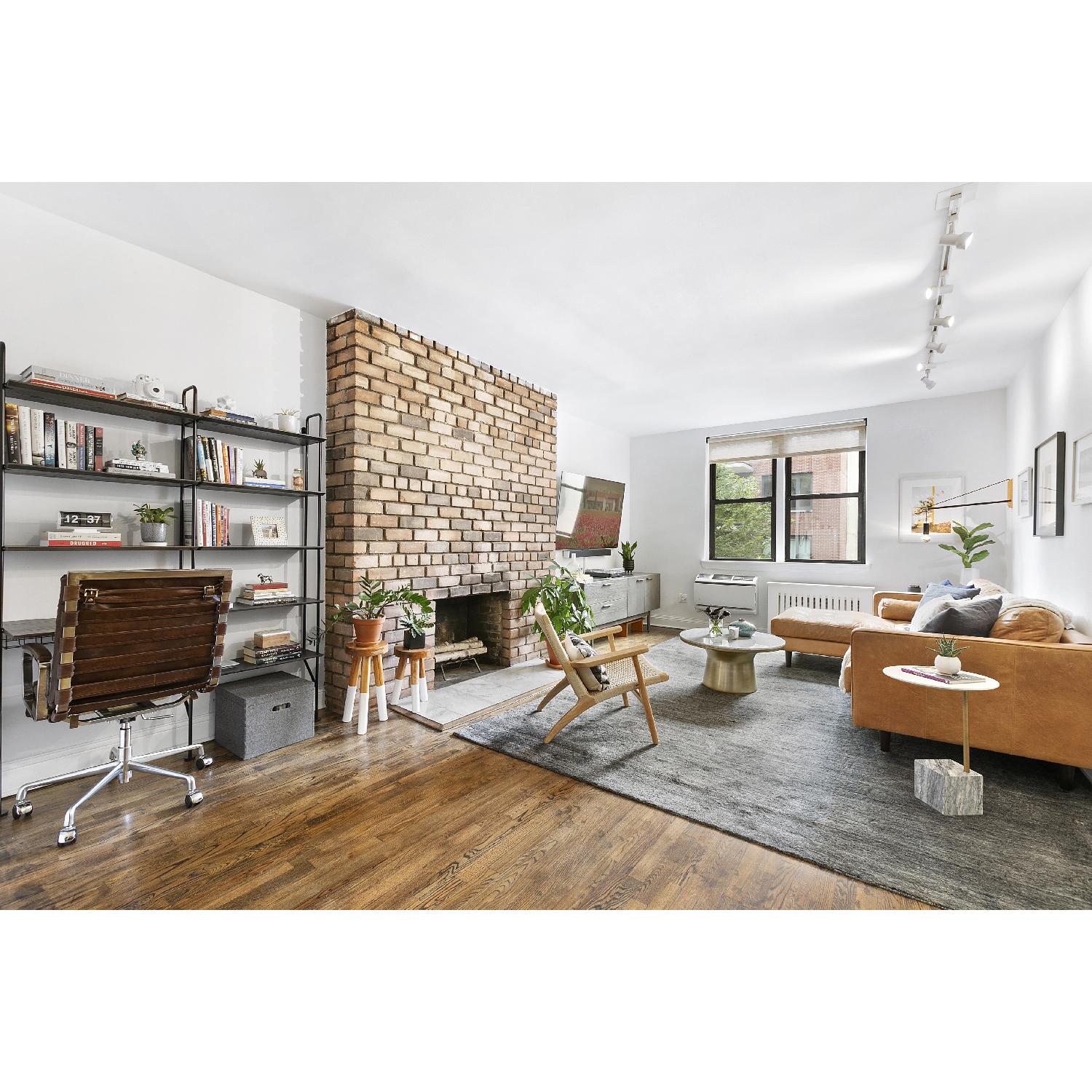 West Elm White Marble Topped Pedestal Coffee Table - image-2