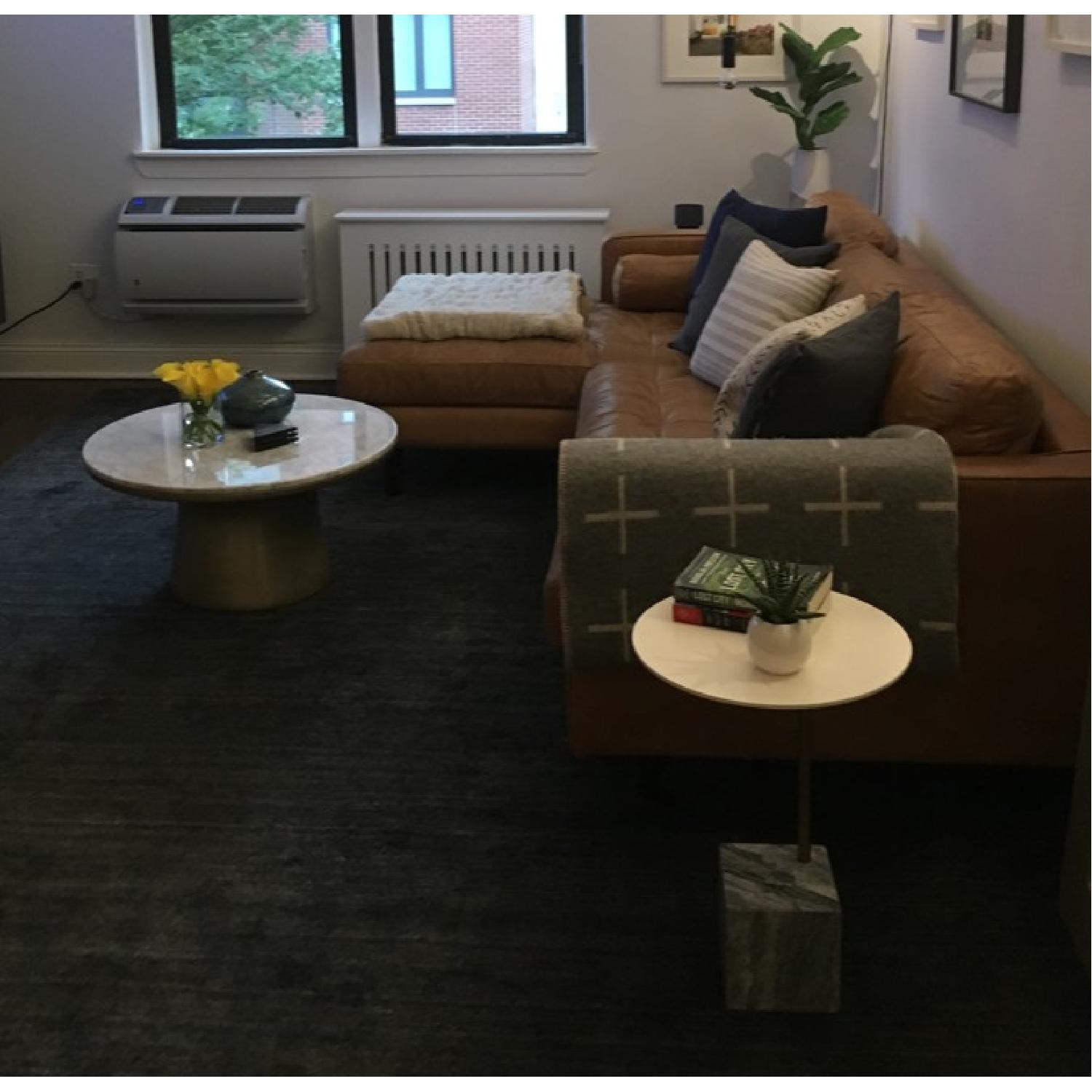 West Elm White Marble Topped Pedestal Coffee Table - image-3