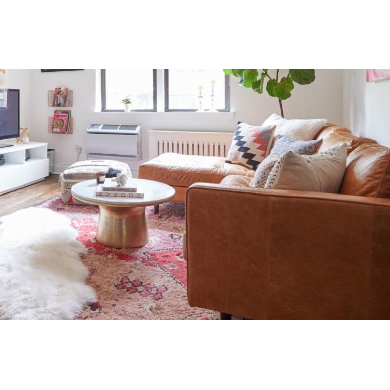 West Elm White Marble Topped Pedestal Coffee Table - image-4