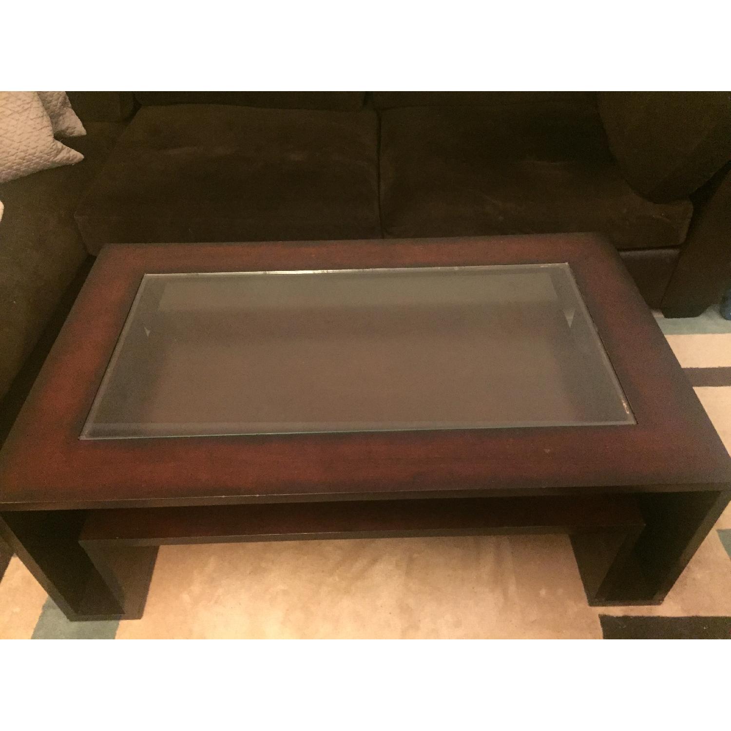 Macy's Wood/Glass Coffee Table - image-2
