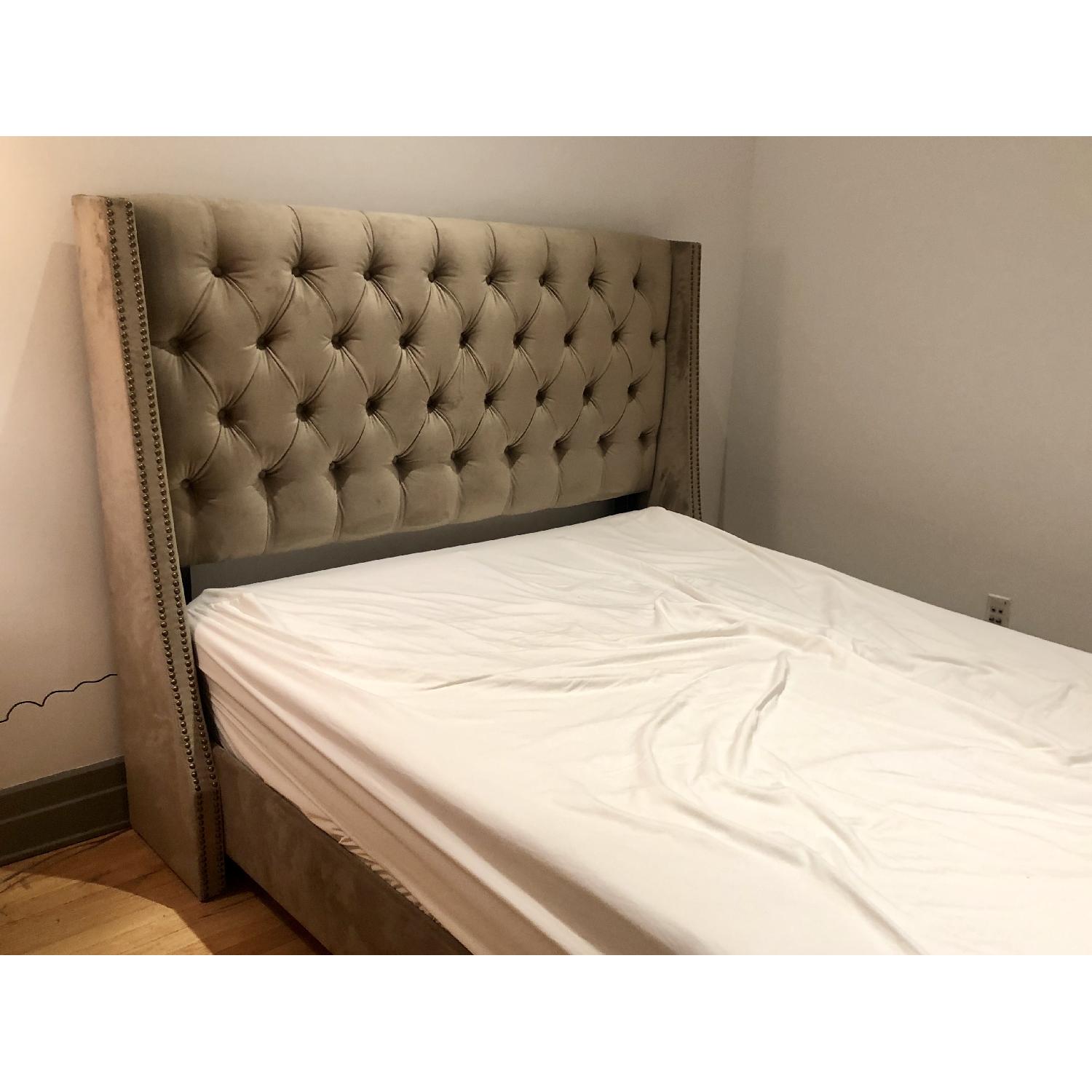 Skyline Furniture Queen Velvet Upholstered Wingback Bed - image-2