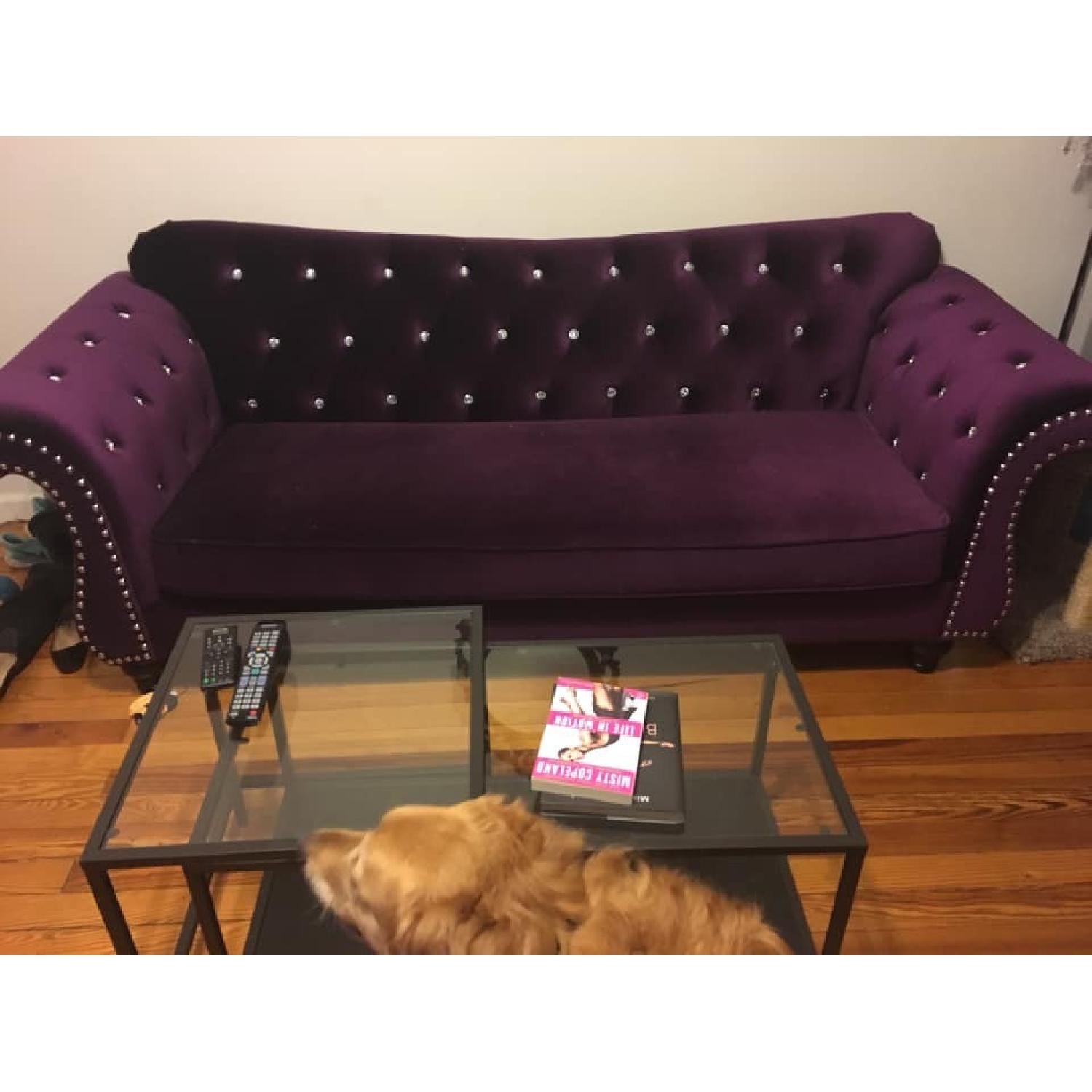 Furniture of America Dessie Purple Tufted Sofa - image-2