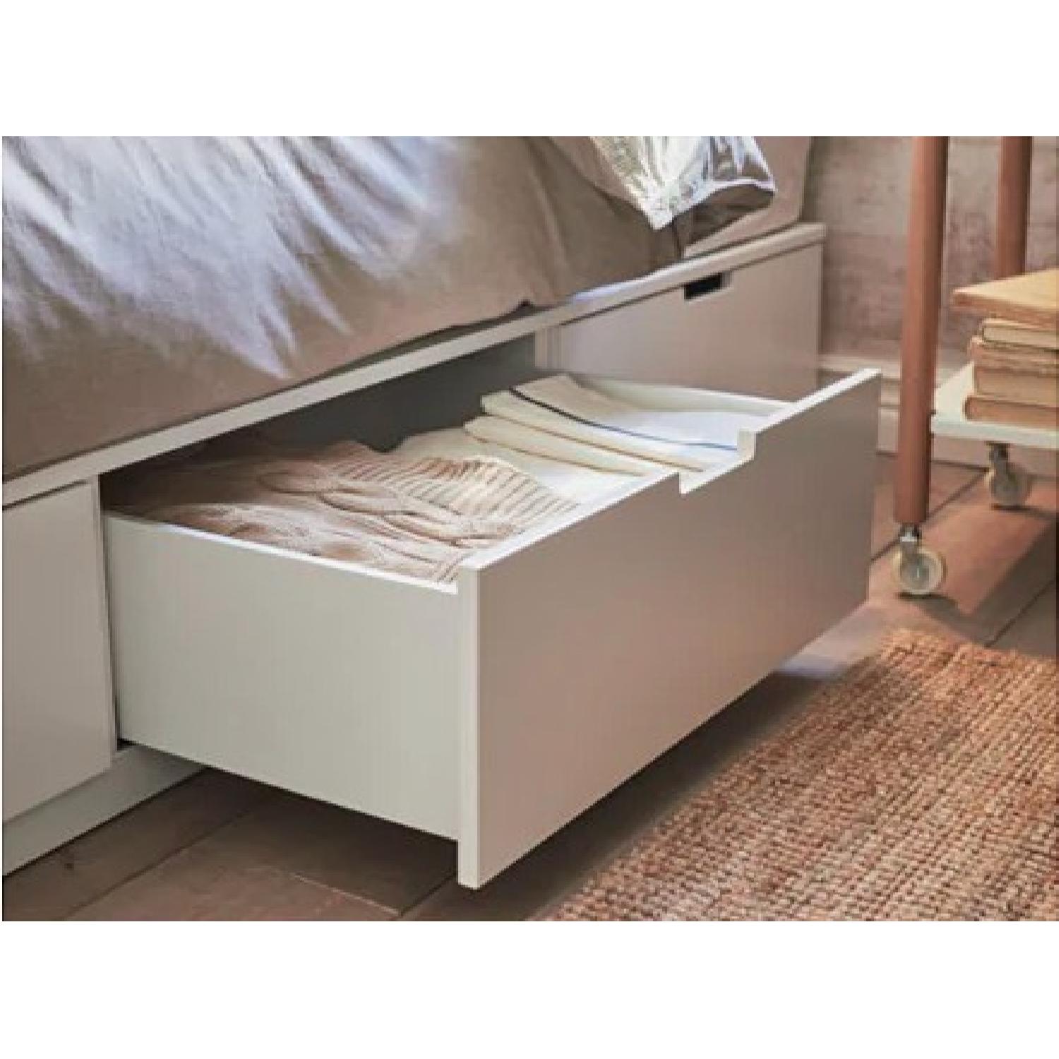 Ikea Nordli White Queen Bed Frame W Storage Aptdeco