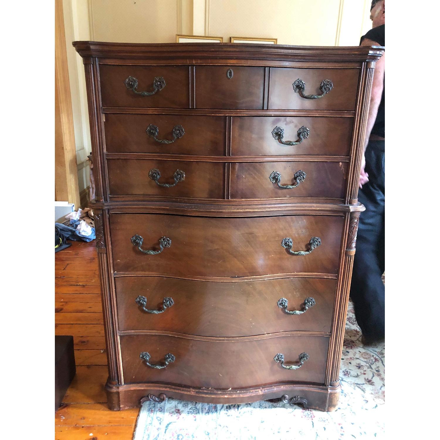 Antique 1930s Mahogany 6 Drawer Dresser - AptDeco