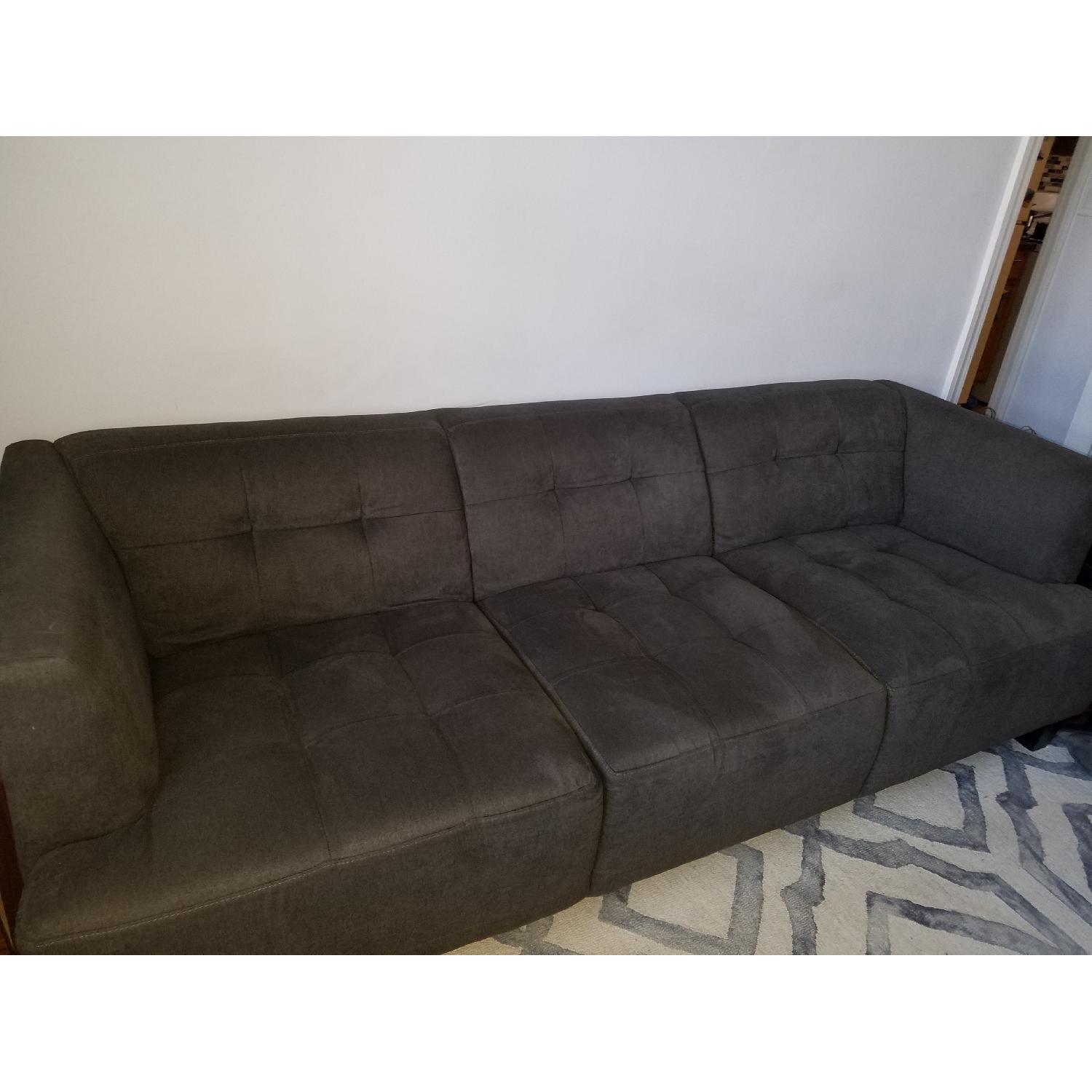 Macy's Grey Tufted Sofa - image-1
