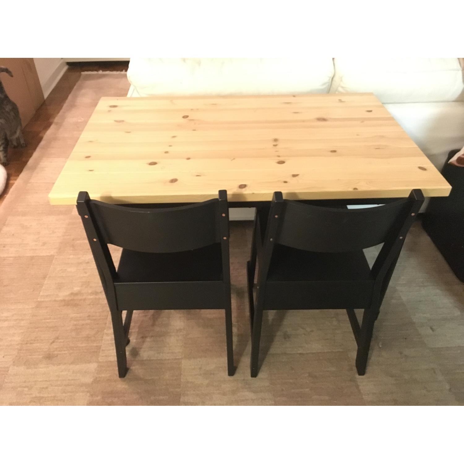 Ikea Industrial Wood & Iron Desk/Table w/ 2 Chairs - image-3