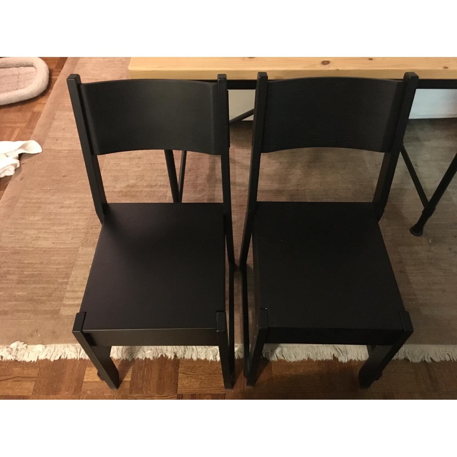 Ikea Industrial Wood & Iron Desk/Table w/ 2 Chairs - image-4