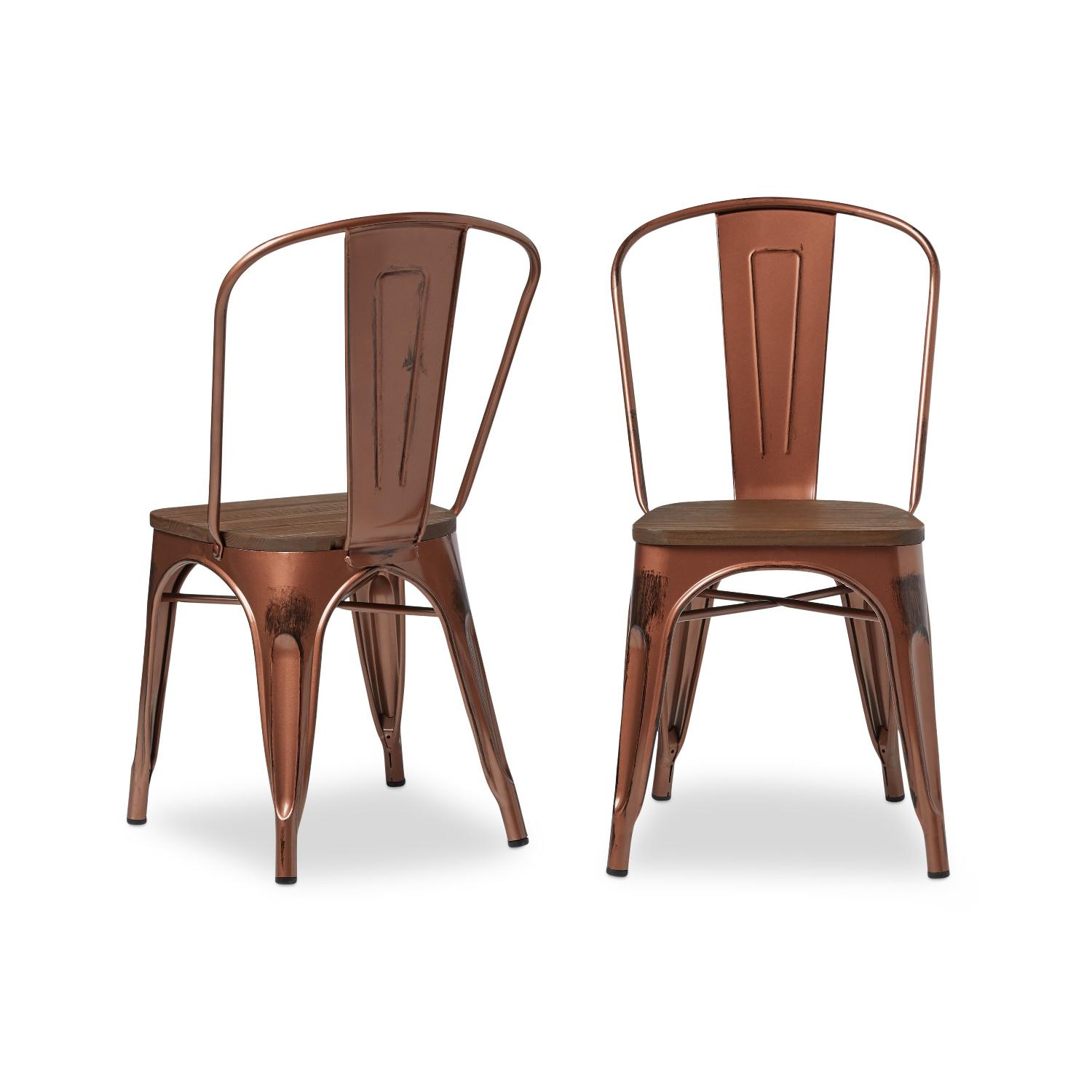 Copper Bistro Cafe Metal Side Dining Chairs - image-1