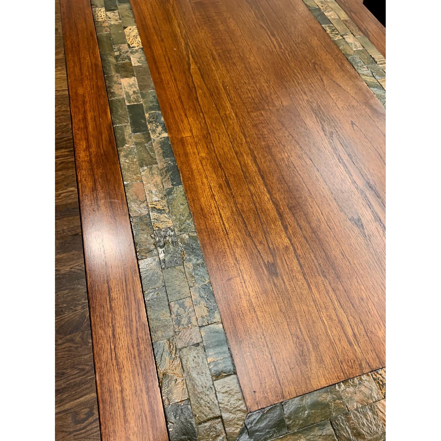 Craftsman Home Oak Coffee Table w/ Slate-Tile Inlay Border - image-5