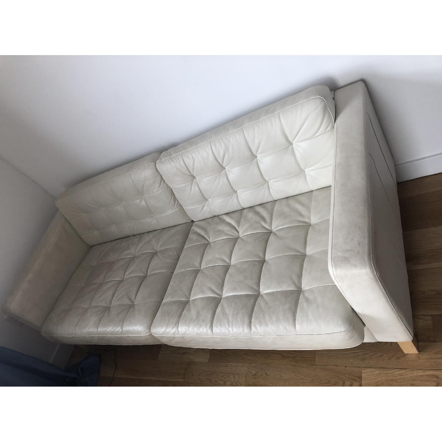 Ikea Landskrona White Leather Sofa - image-1