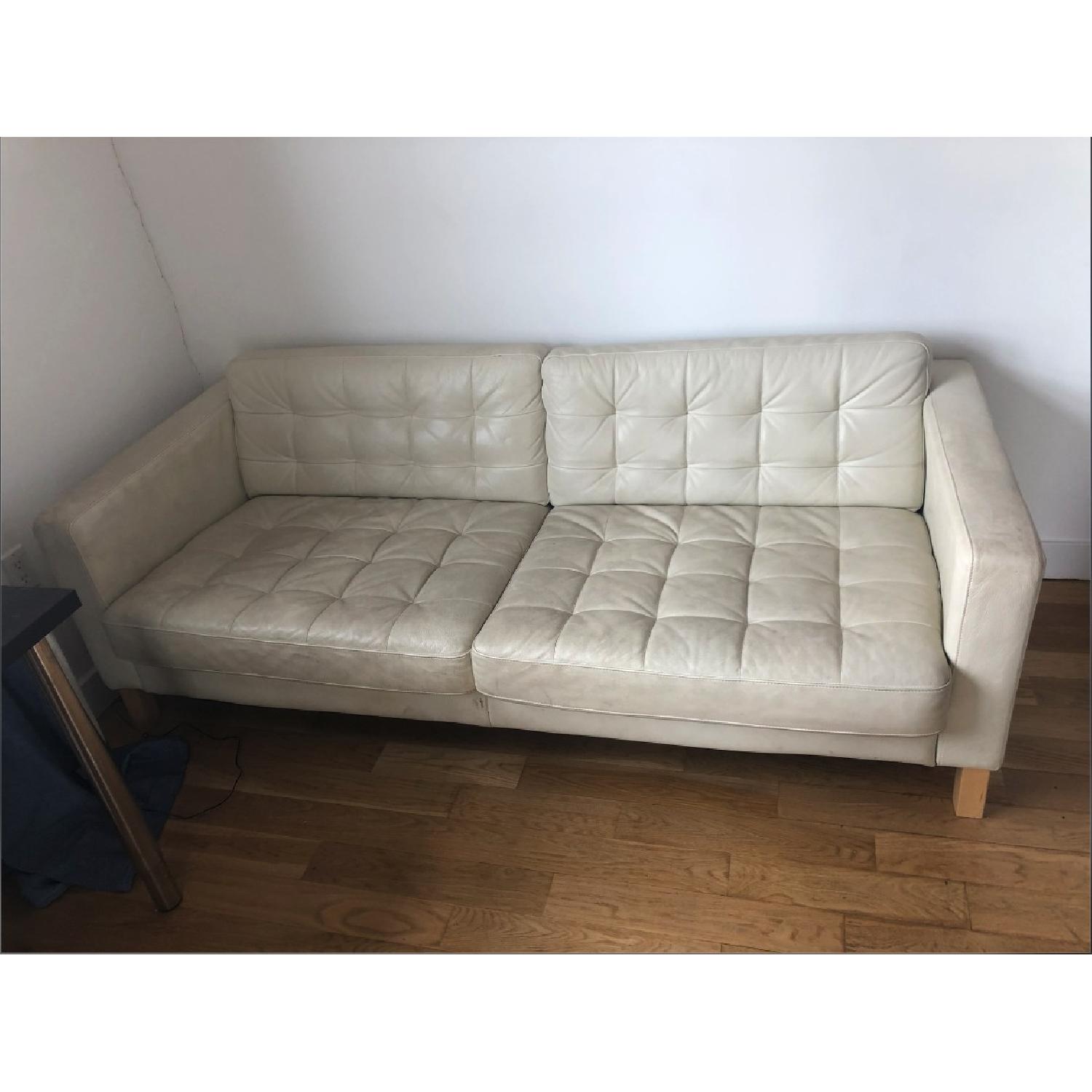 Ikea Landskrona White Leather Sofa - image-2