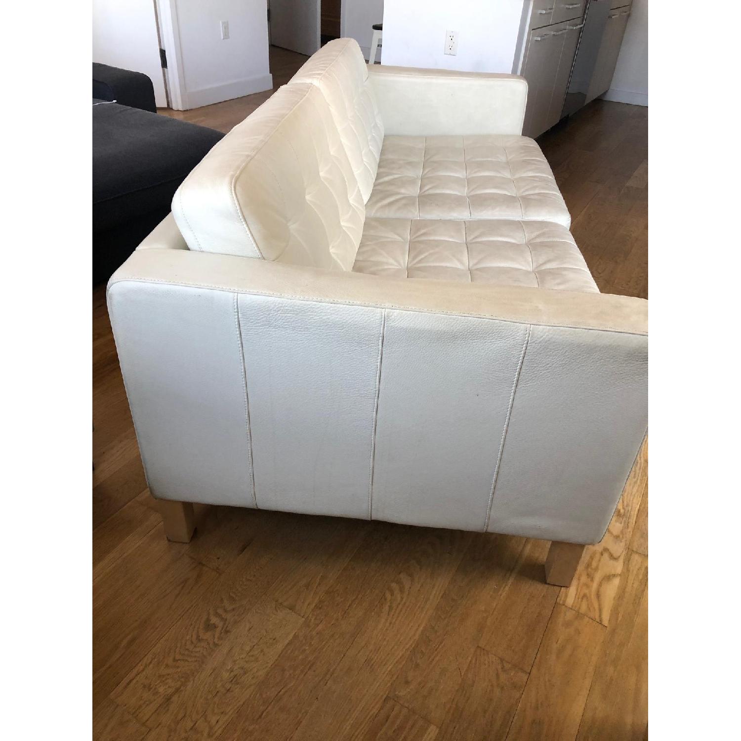 Ikea Landskrona White Leather Sofa - image-3