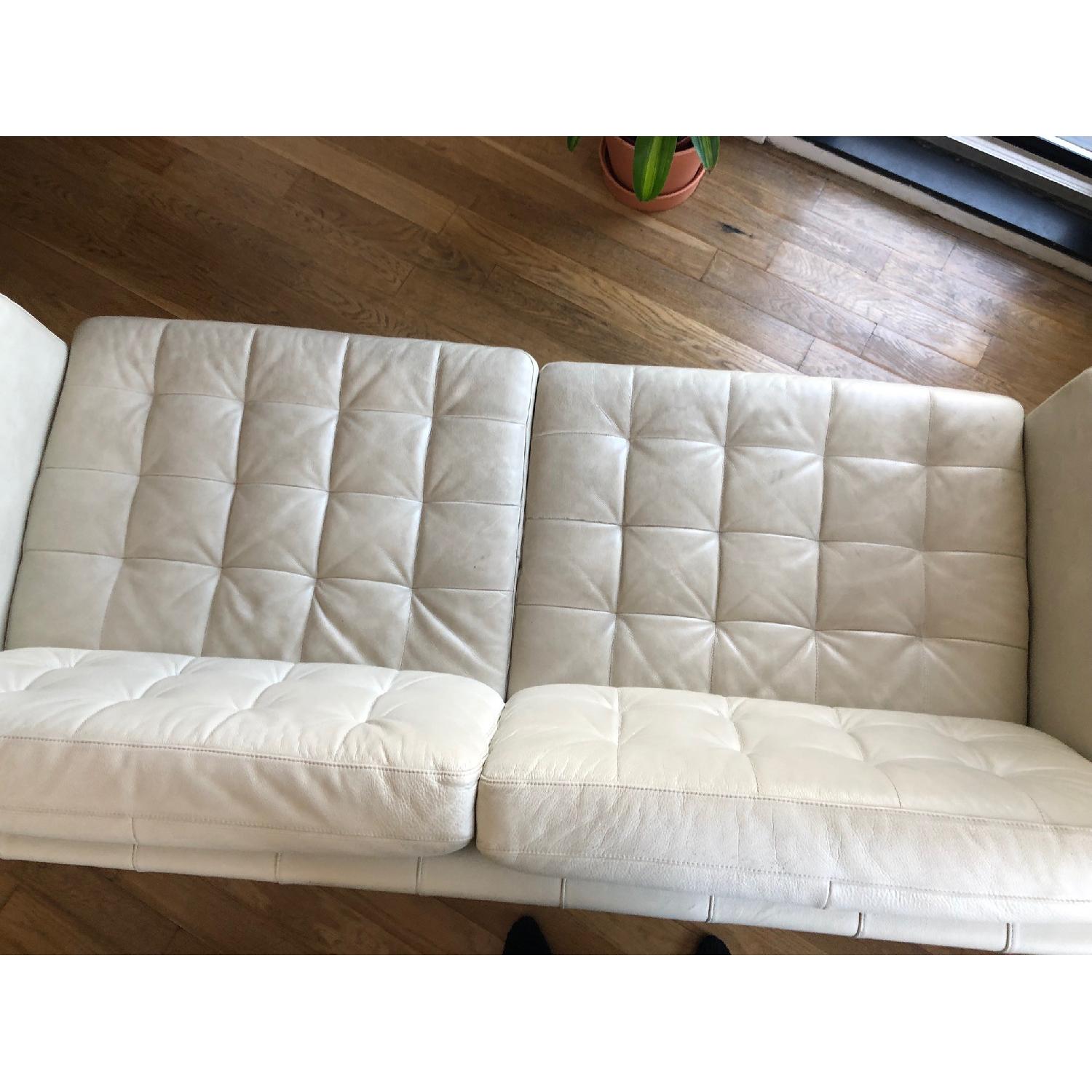 Ikea Landskrona White Leather Sofa - image-4