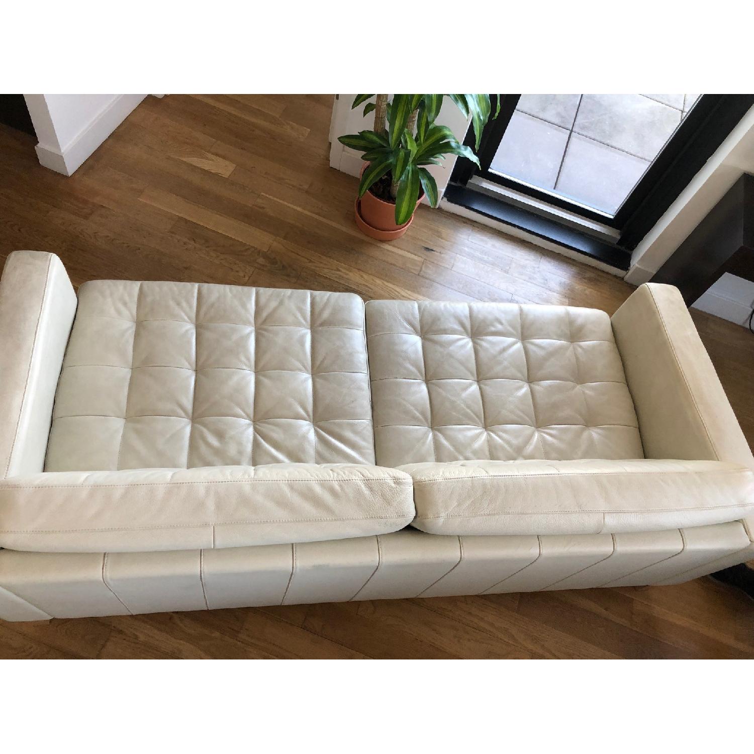 Ikea Landskrona White Leather Sofa - image-5
