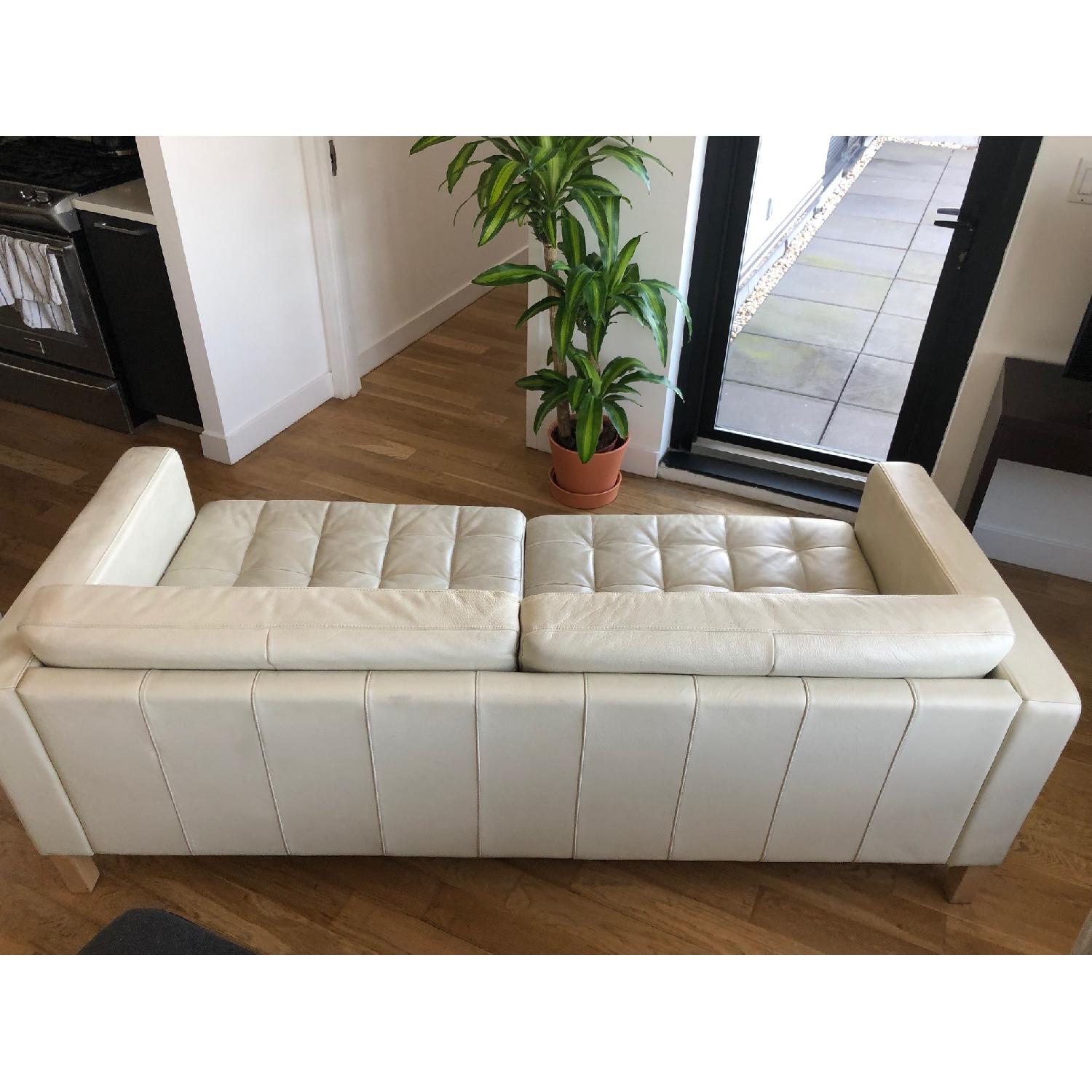 Ikea Landskrona White Leather Sofa - image-6